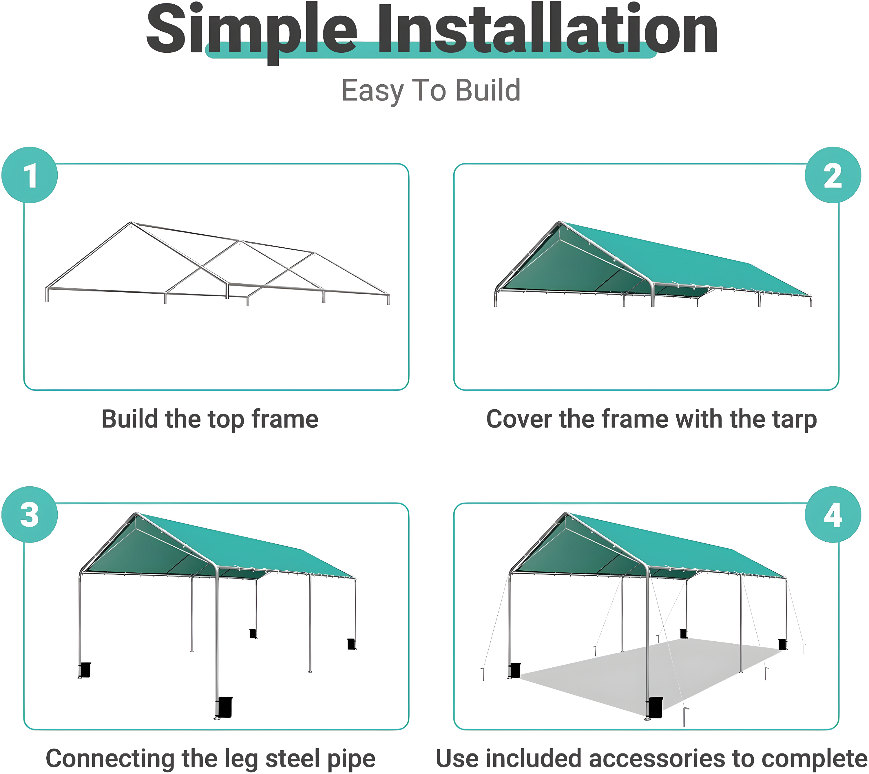 Outdoor Heavy Duty Carport 10 X 20 Ft, Car Canopy Tent with Reinforced Steel Cables (Green)