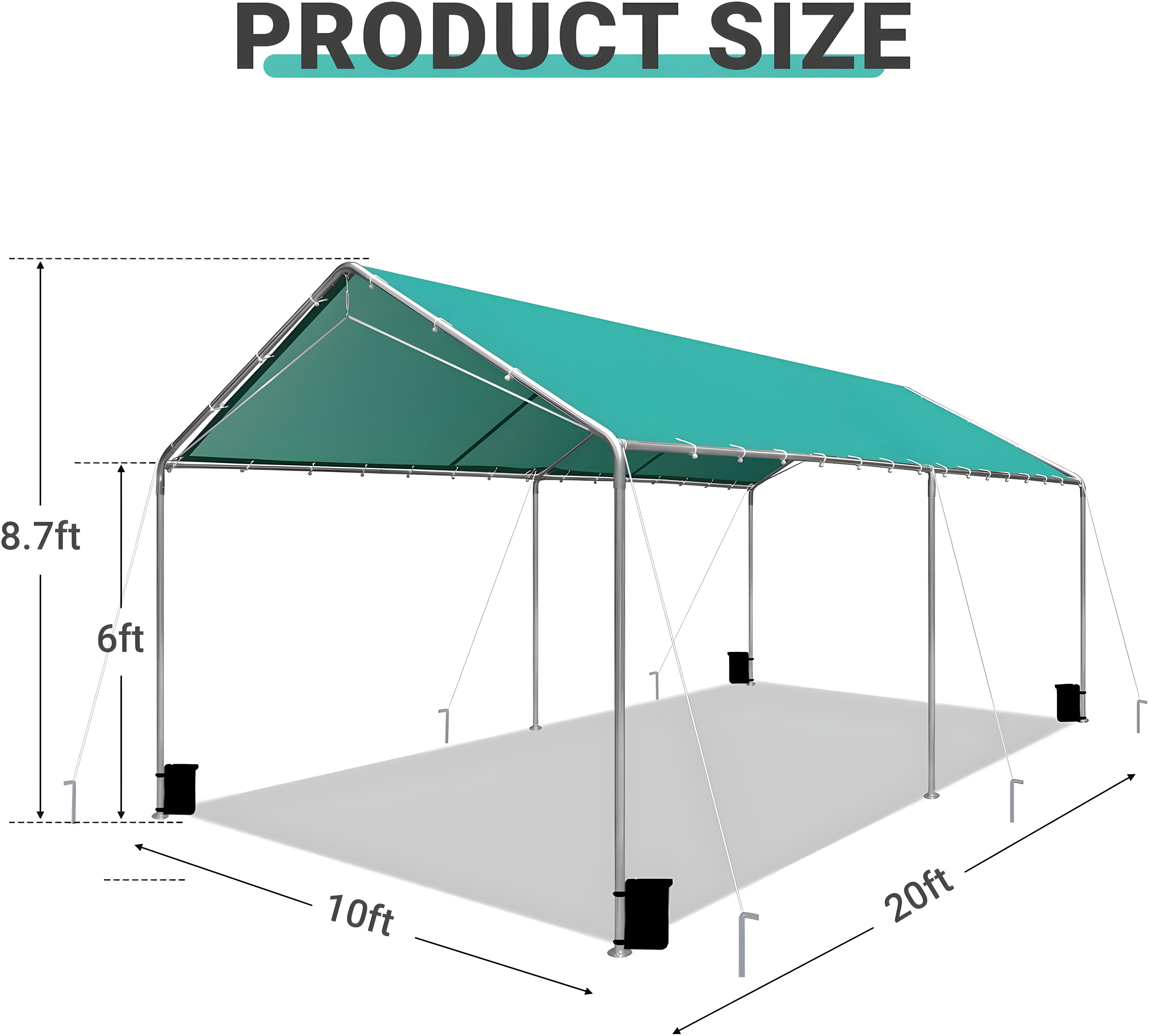 Outdoor Heavy Duty Carport 10 X 20 Ft, Car Canopy Tent with Reinforced Steel Cables (Green)
