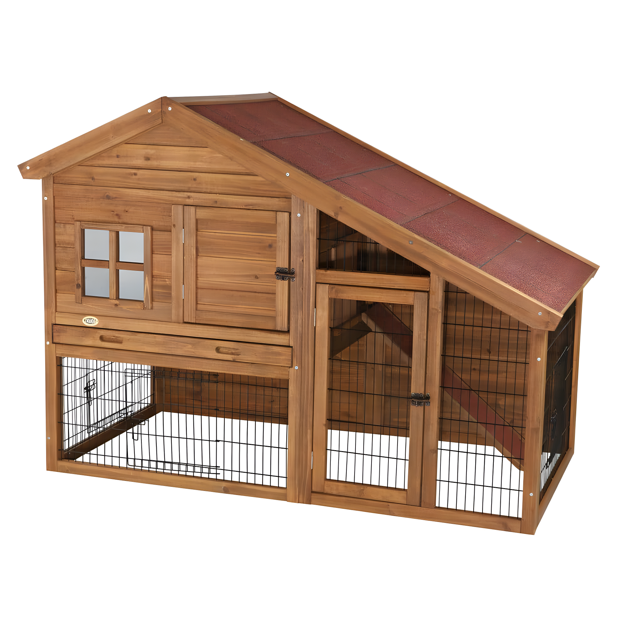 TRIXIE TRIXIE 2-Story Cabin Rabbit Hutch with Run, Ramp, Attic Storage, for Rabbits or Guinea Pigs