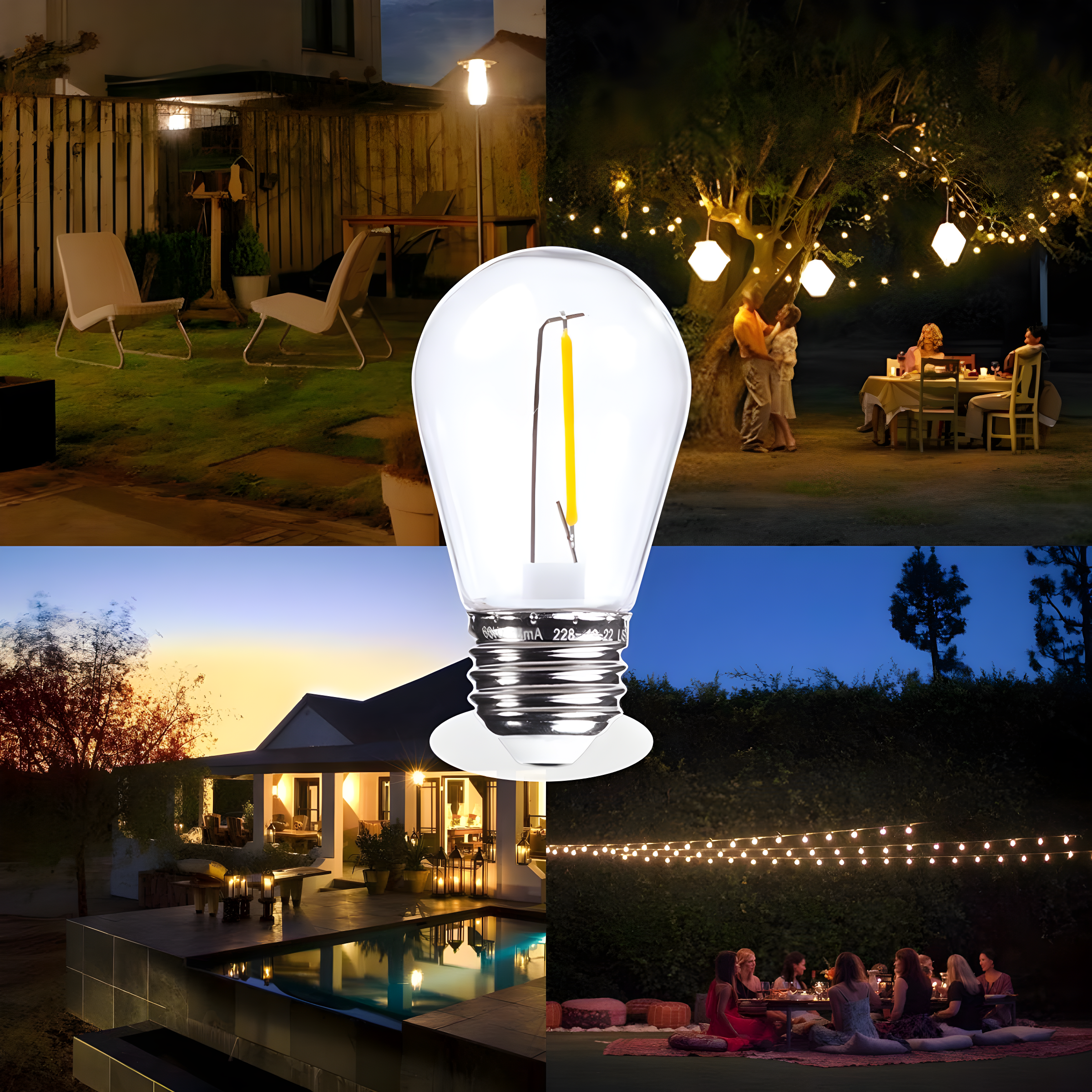 Svater Replacement Bulbs for Outdoor String Lights, 15 Pack S14 LED Bulbs for Patio, E26 Base 1W Bulb Equal to 11W Incandescent, Dimmable,Shatterproof 2700K Warm White