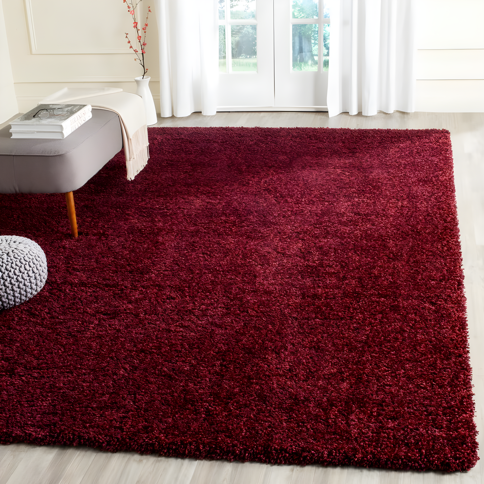 Shag SG151 Power Loomed Area Rug - Maroon - 8'6"x12' - Safavieh.