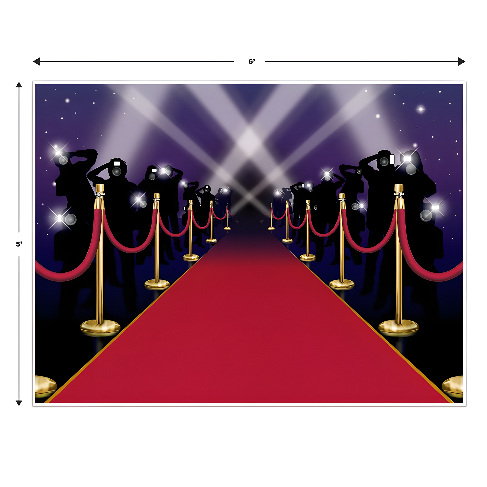 Beistle Red Carpet Insta-Mural Photo Op, 5' x 6', (1/Pkg) Multicolored