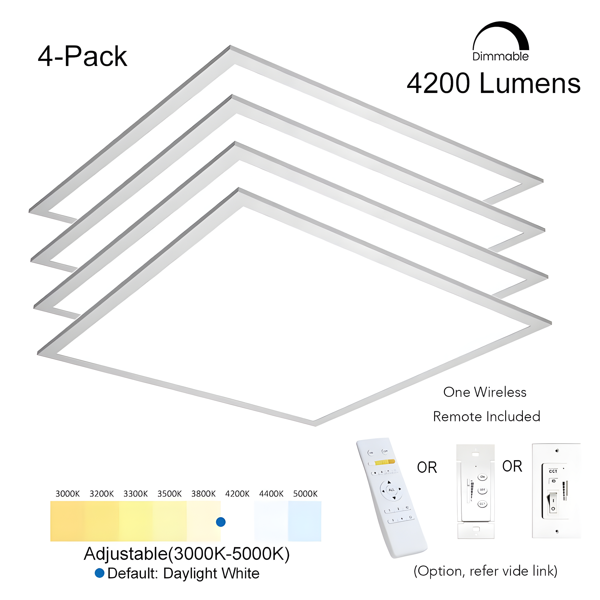 eSenLite Dimmable Square Troffer Ceiling Light