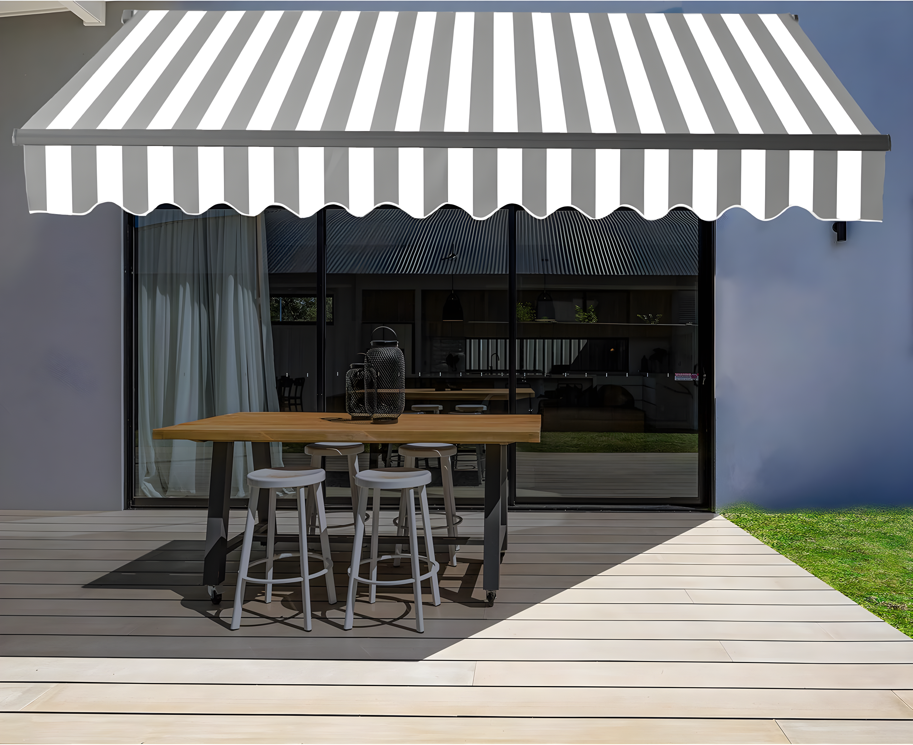 Motorized Retractable Patio Awning- Black Frame