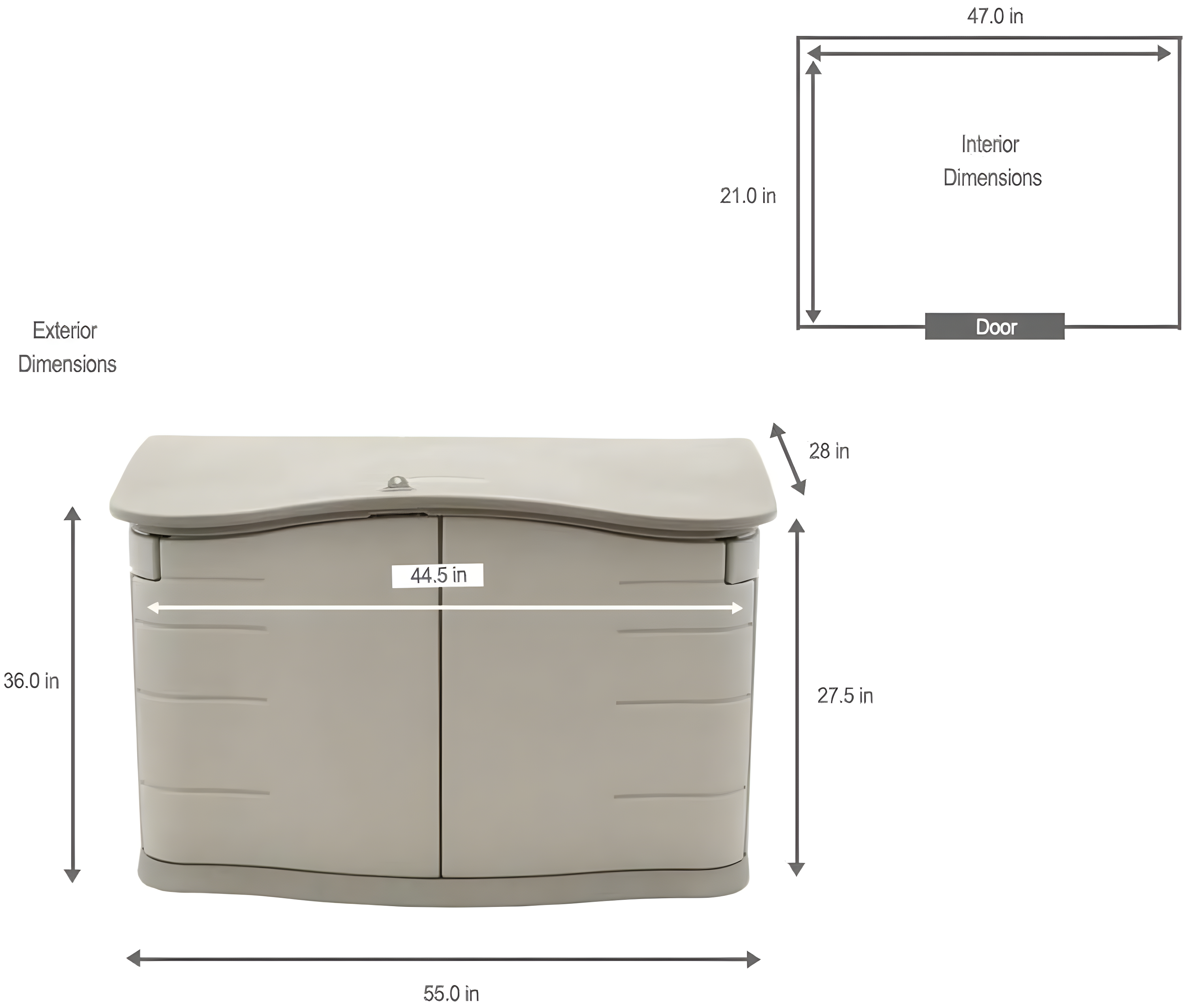 4 ft. W x 2 ft. D Plastic Horizontal Garbage Shed