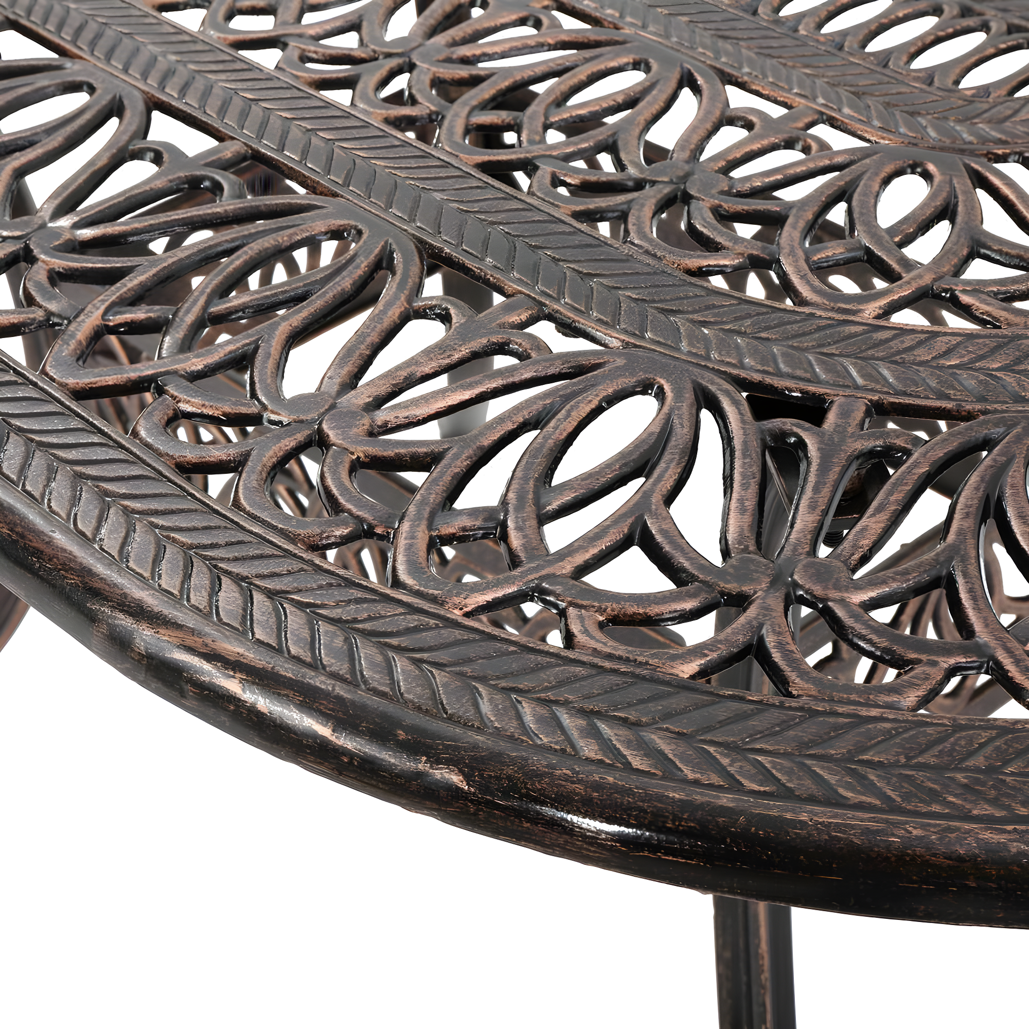 Noble House Tahoe 59.2" Oval Cast Aluminum Patio Dining Table in Shiny Copper