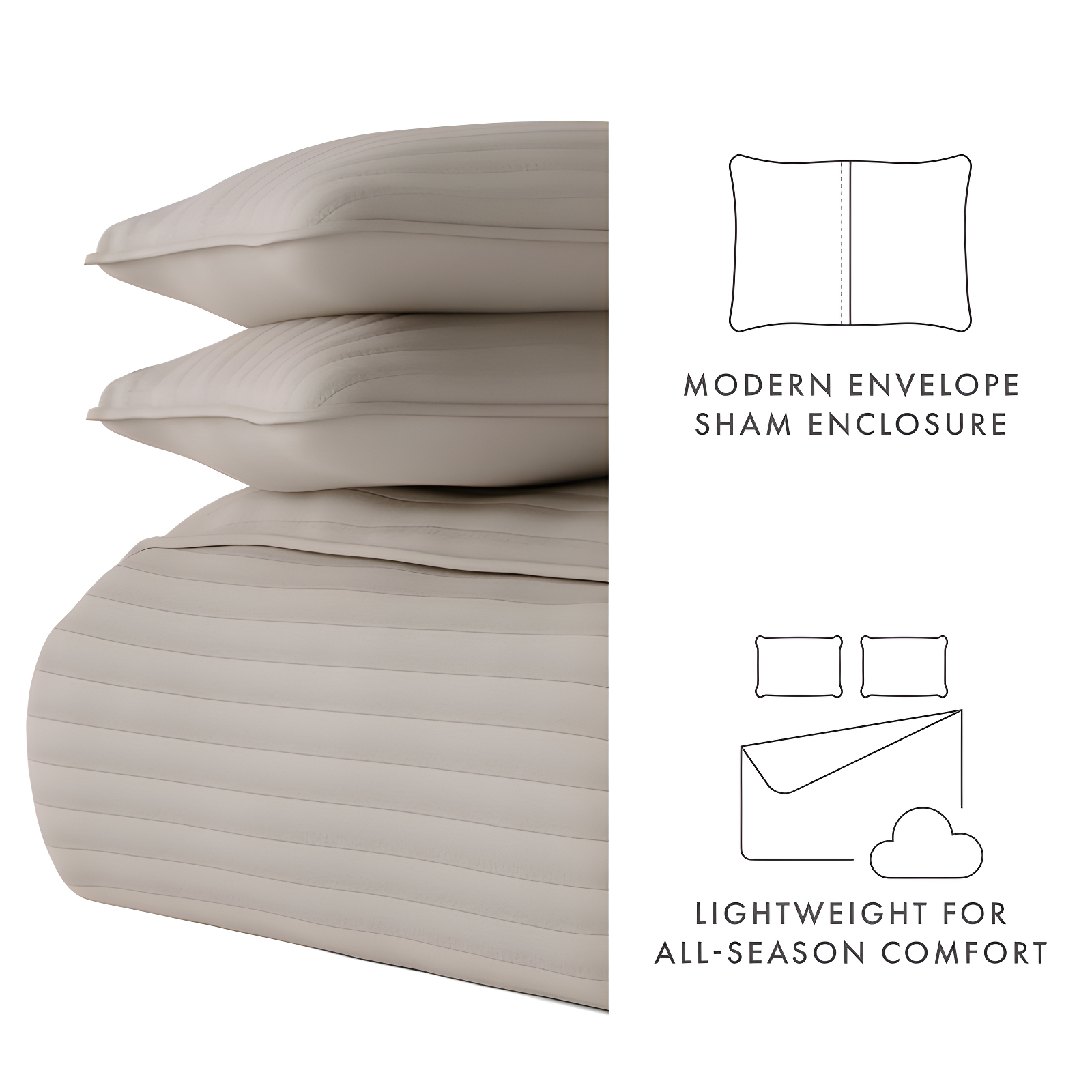 Becky Cameron Lightweight All Season Stripe Stitch Quilt Set with Shams