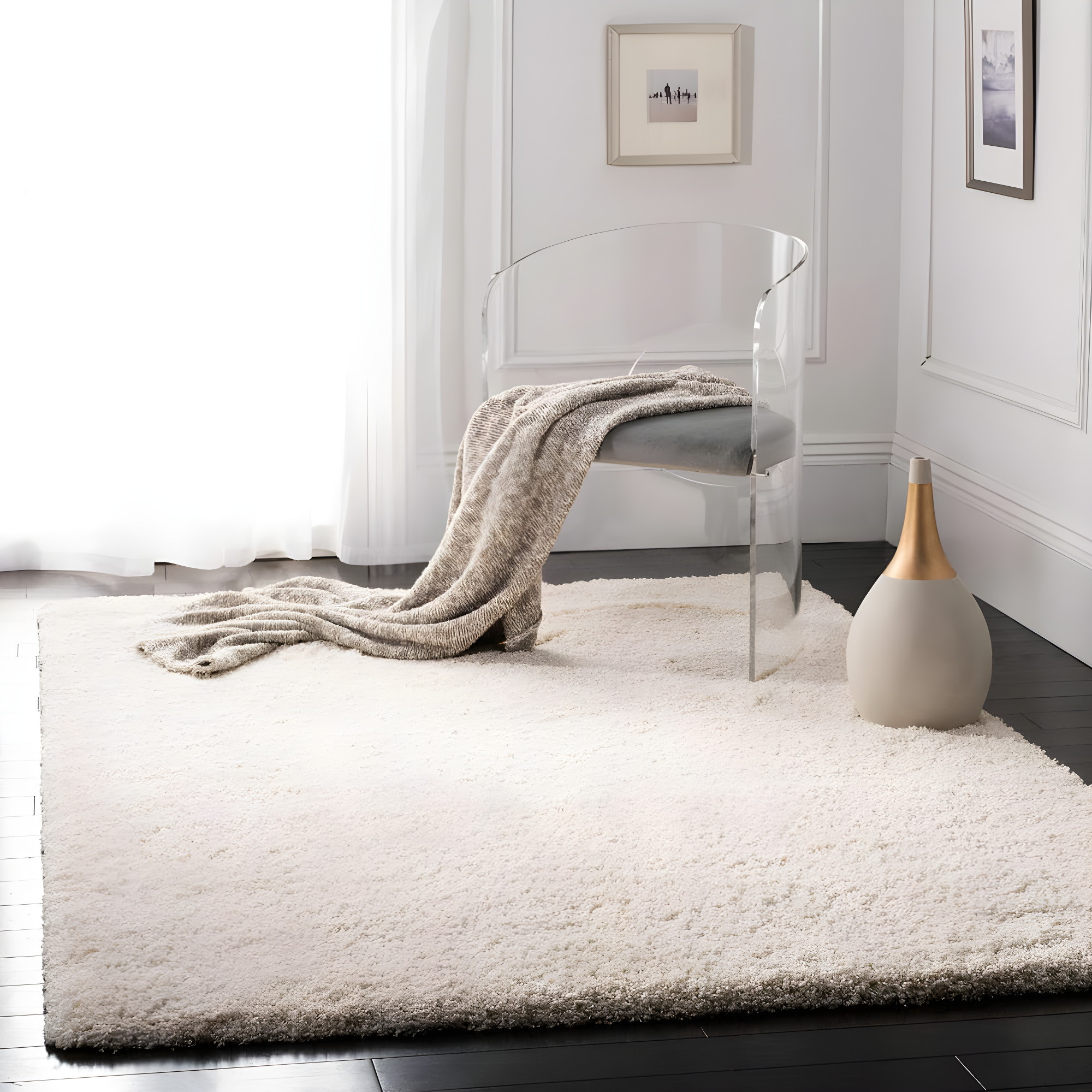Shag SG151 Power Loomed Indoor Area Rug - Ivory - 5'3"x7'6" - Safavieh.