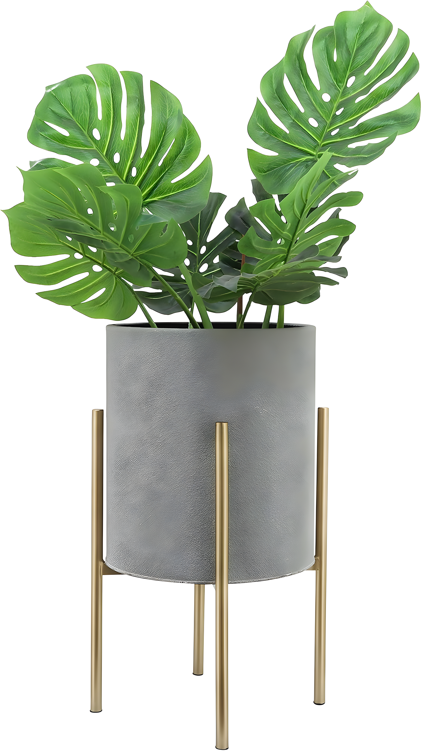 Sagebrook Home Set Of 2 Planter On Metal Stand, Putty/Gold, Round, Iron, Contemporary, 23"H, Solid Color
