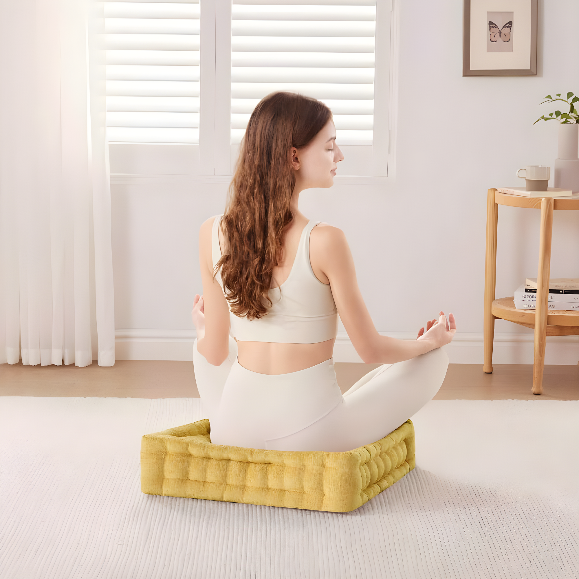Azza Poly Chenille Square Floor Pillow Cushion