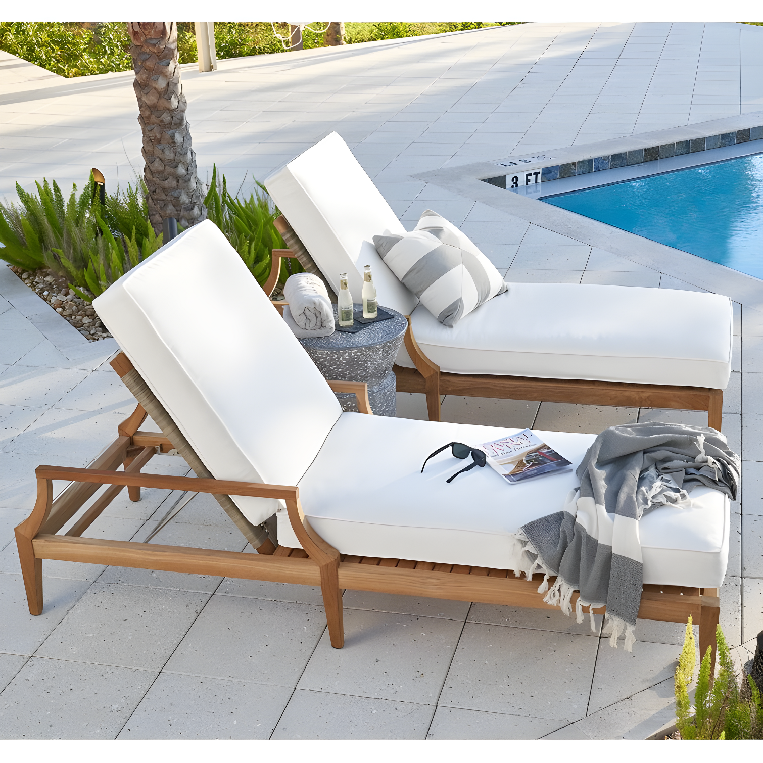 Coastal Living™ by Universal Furniture Chesapeake Outdoor Teak Wood Chaise Lounge , Cushion Included