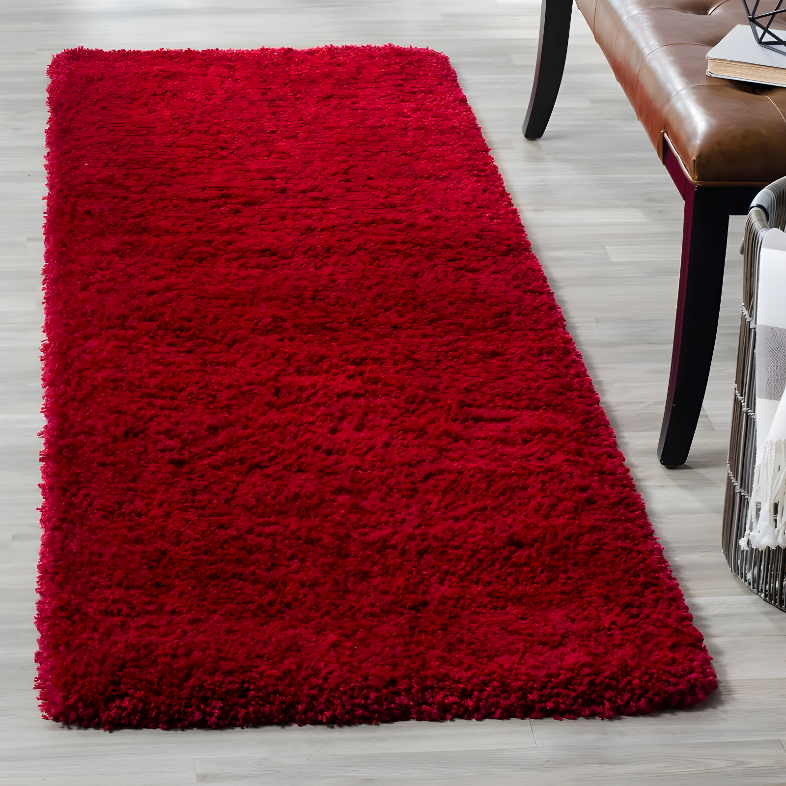 Shag SG151 Power Loomed Indoor Runner Rug - Red - 2'3"x7' - Safavieh.