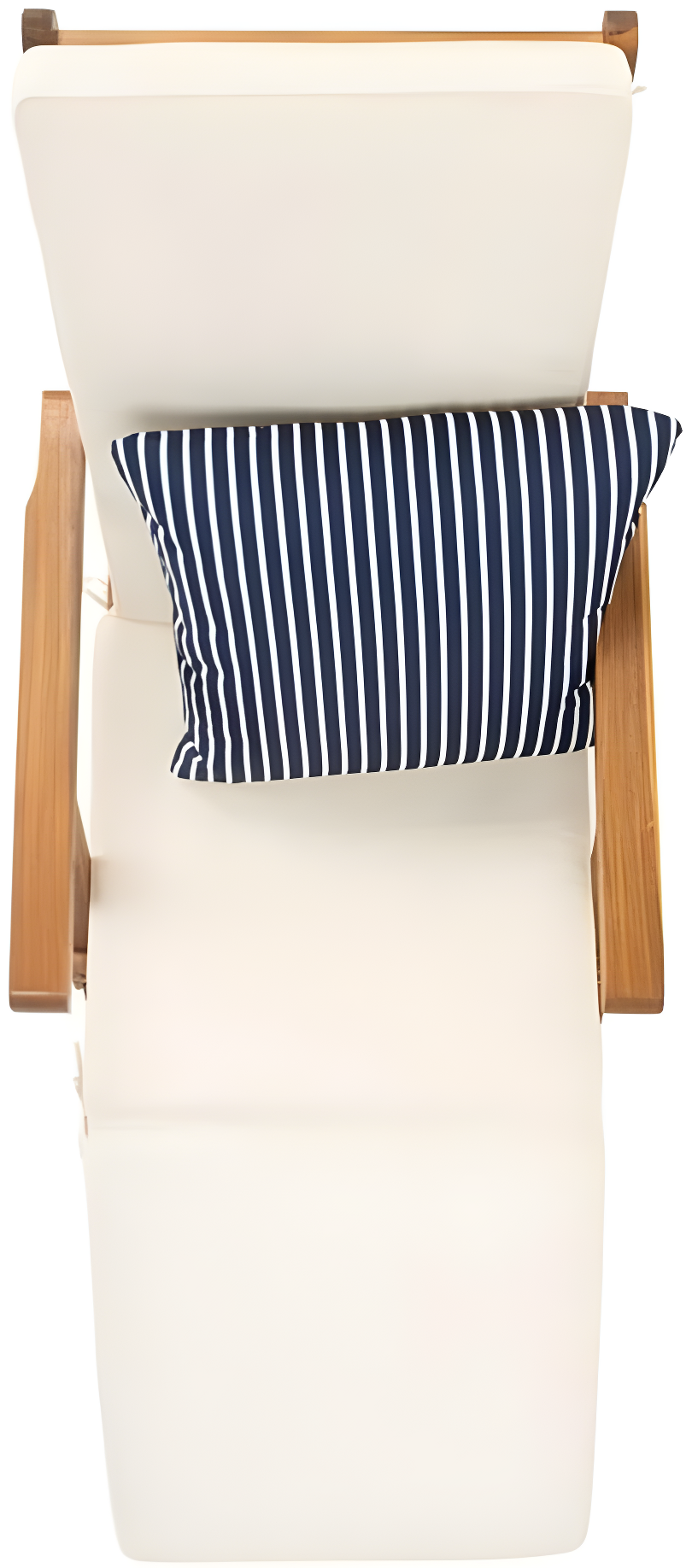 Palmdale Lounge Chair - Outdoor - PAT7015 - Natural/Beige + Blue Stripped Pillow -Safavieh