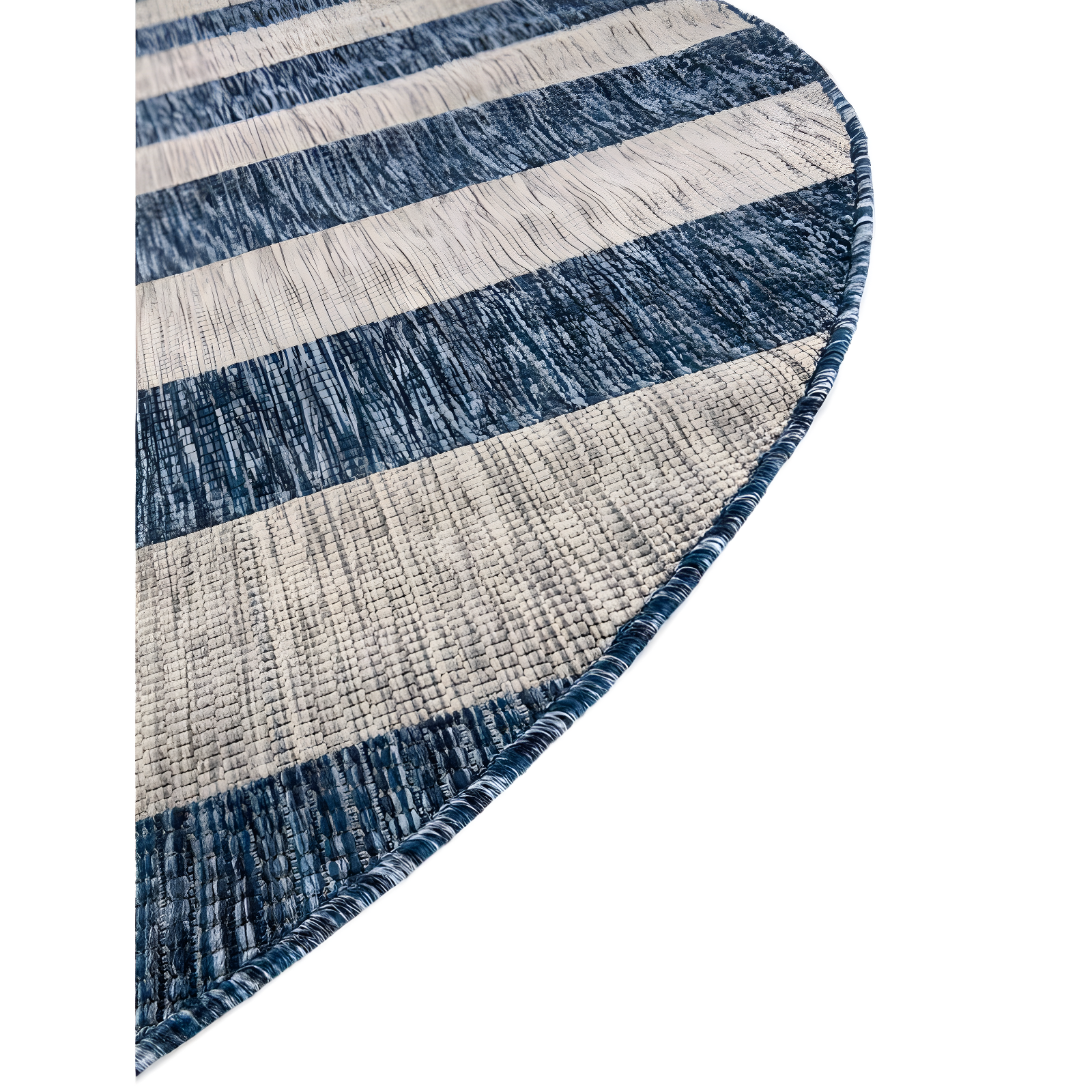 Unique Loom 4' 1 x 4' 1 Round Indoor/Outdoor Striped Blue Area Rug