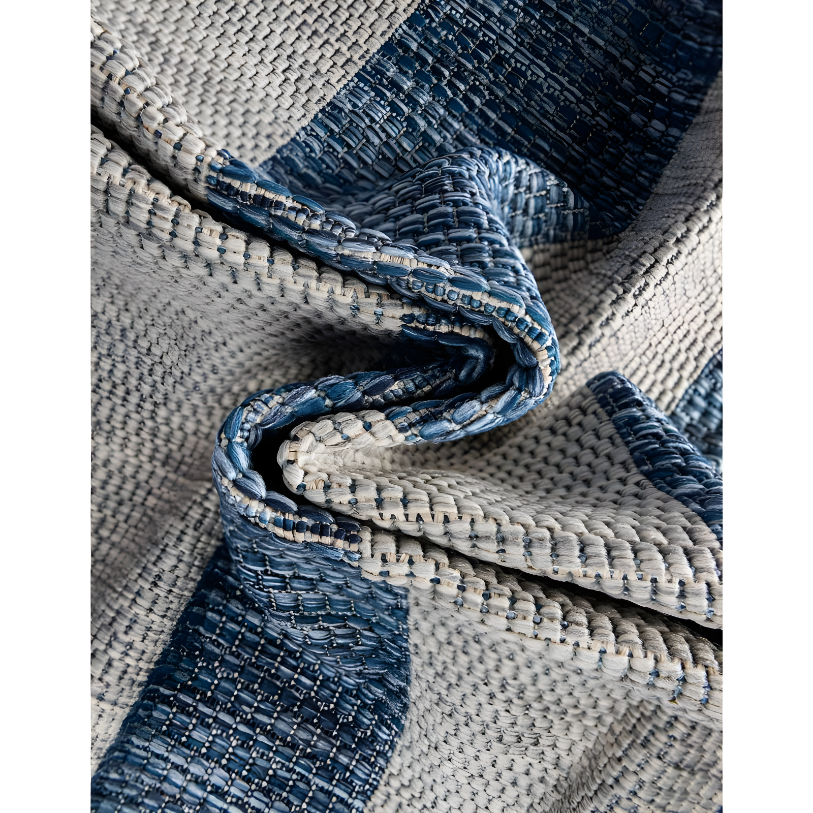 Unique Loom 4' 1 x 4' 1 Round Indoor/Outdoor Striped Blue Area Rug