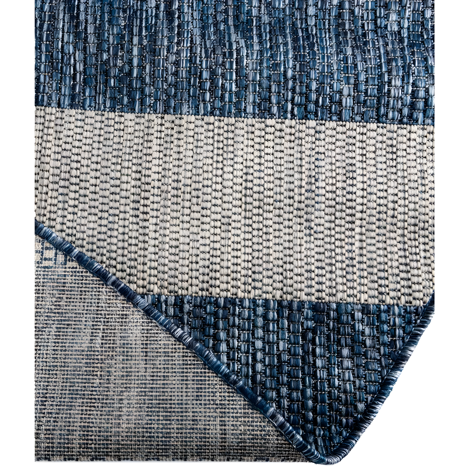 Unique Loom 4' 1 x 4' 1 Round Indoor/Outdoor Striped Blue Area Rug