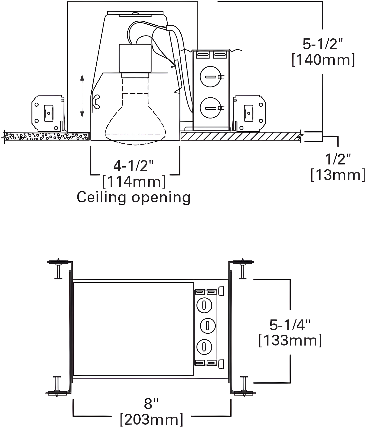 Halo E4ICATSB Recessed Housing, 4 in Dia Recessed Can, Aluminum