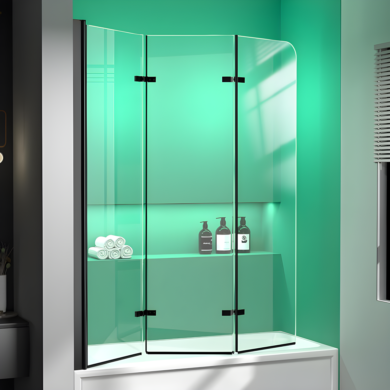 51" W X 59"h Three Plates Folding Tub Door Bathtub Screen With Clear Glass
