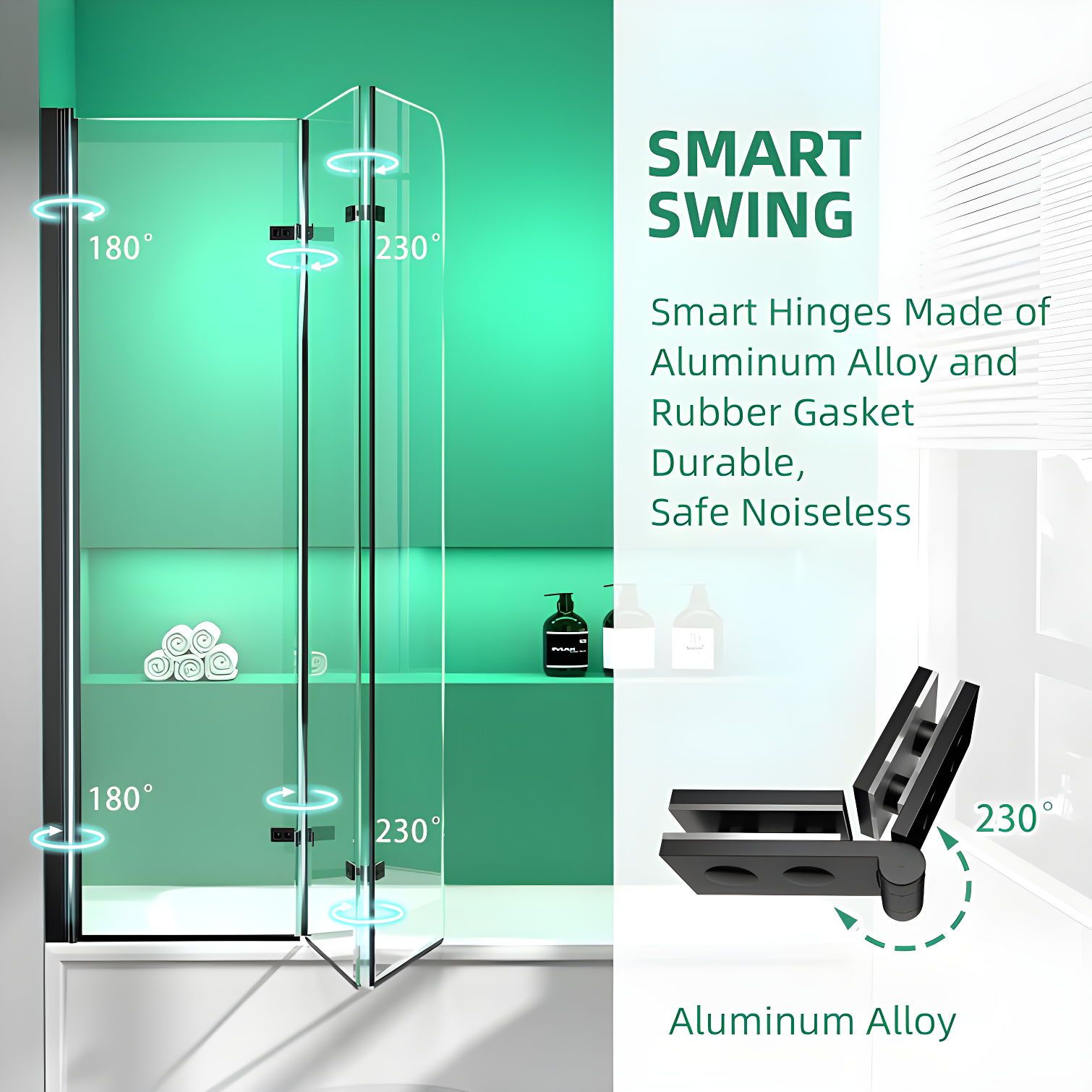 51" W X 59"h Three Plates Folding Tub Door Bathtub Screen With Clear Glass