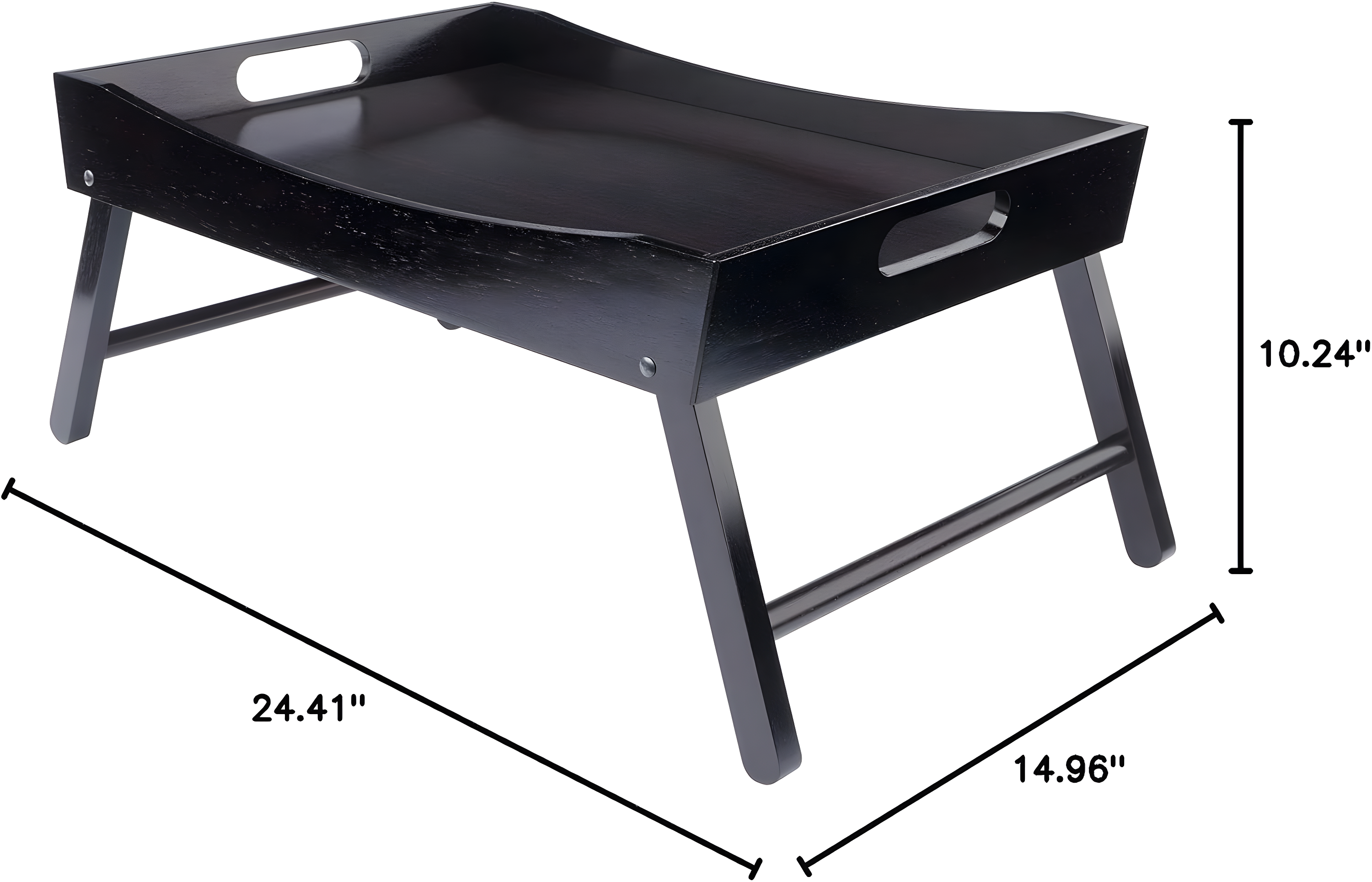 Winsome Benito Breakfast Tray in Espresso Finish: Wood Composite Bed & Serving Tray, Rectangle, 24.41" x 14.96"