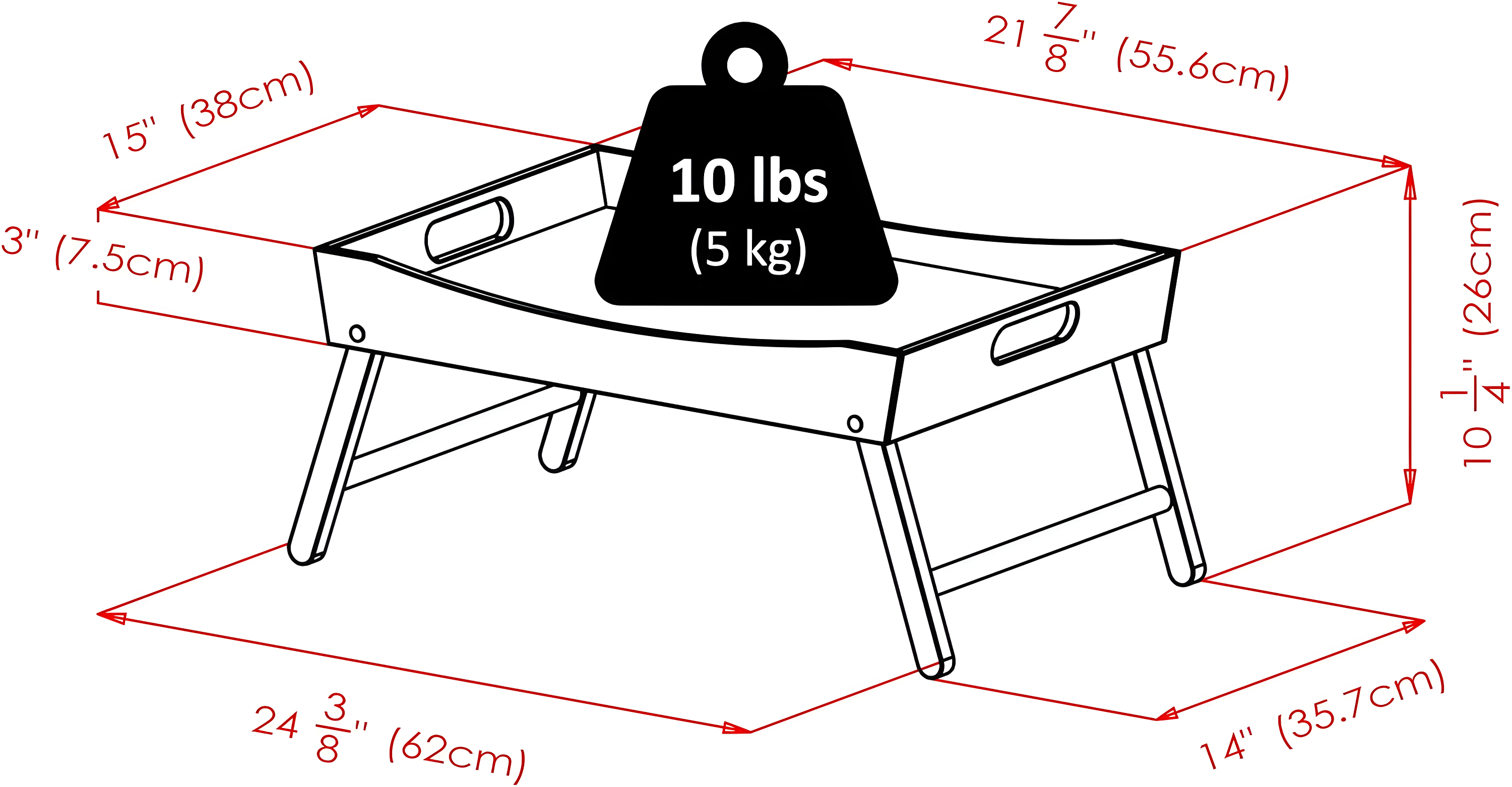 Winsome Benito Breakfast Tray in Espresso Finish: Wood Composite Bed & Serving Tray, Rectangle, 24.41" x 14.96"