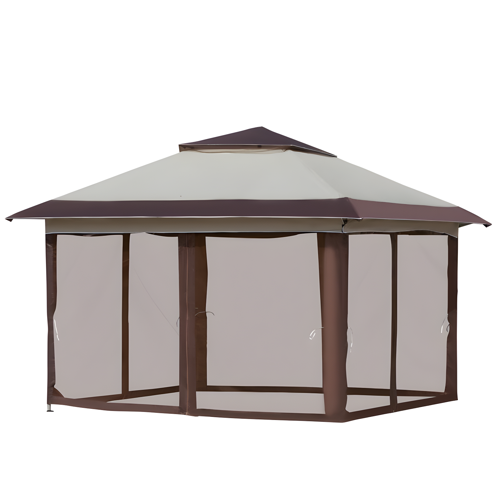 Outsunny 12' x 12' Pop Up Canopy Heavy Duty Sun Shade Instant Tent Folding with Center Lift Hook Design, 3-Level Adjustable Height, Beige