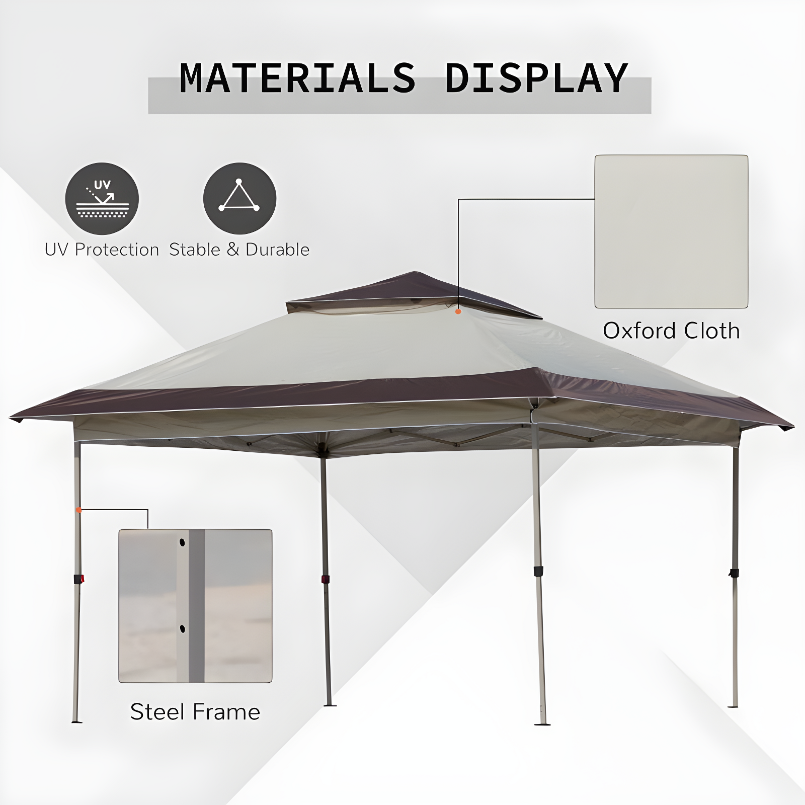 Outsunny 12' x 12' Pop Up Canopy Heavy Duty Sun Shade Instant Tent Folding with Center Lift Hook Design, 3-Level Adjustable Height, Beige