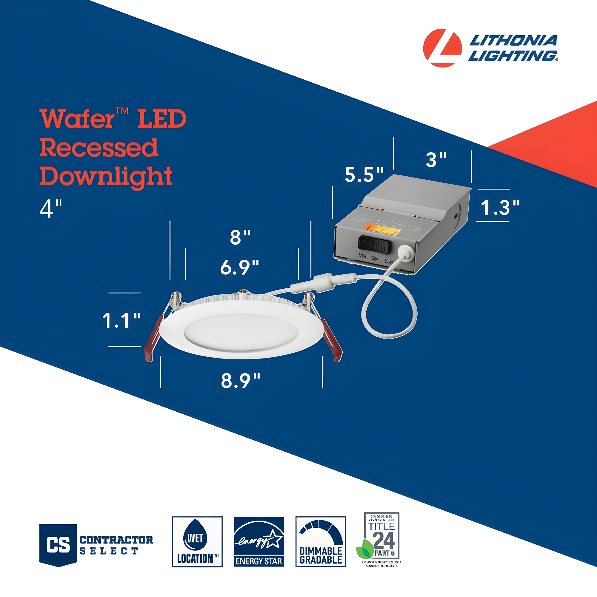 Wafer 4'' LED Retrofit Recessed Lighting Kit