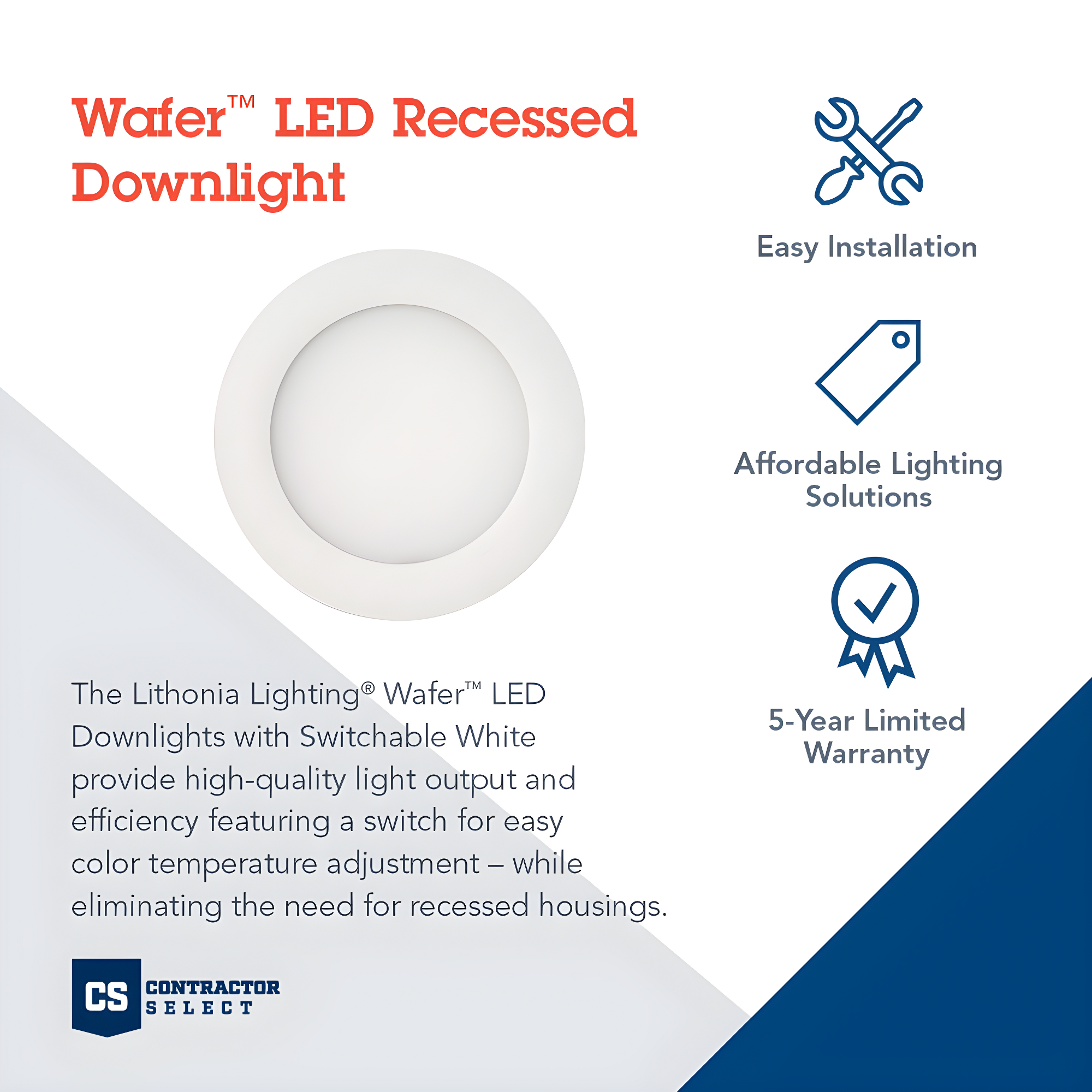 Wafer 4'' LED Retrofit Recessed Lighting Kit
