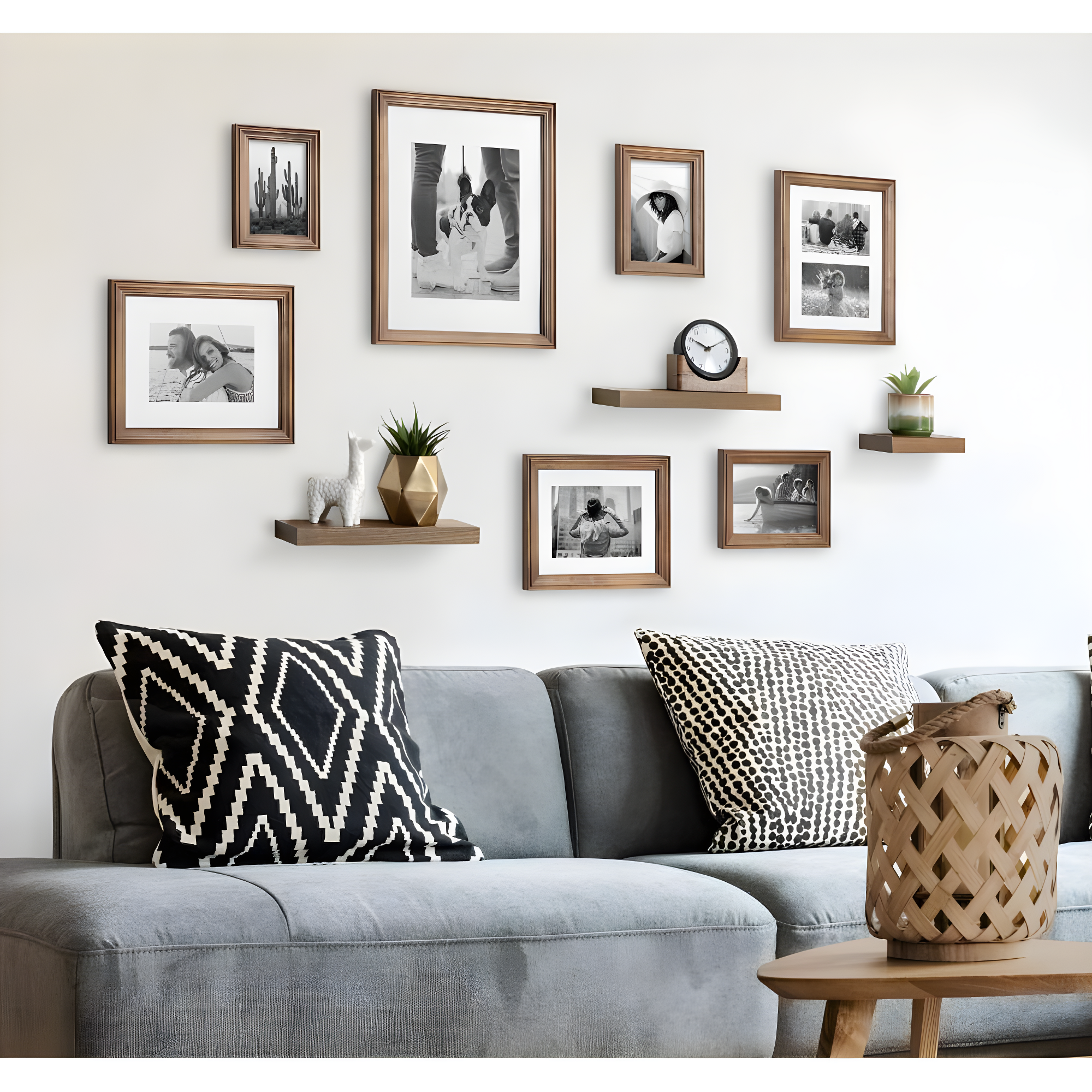 10pc Bordeaux Frame Box Set Natural: Wall Gallery Kit, Wood Shelves, Multi-Size Frames - Kate & Laurel All Things Decor