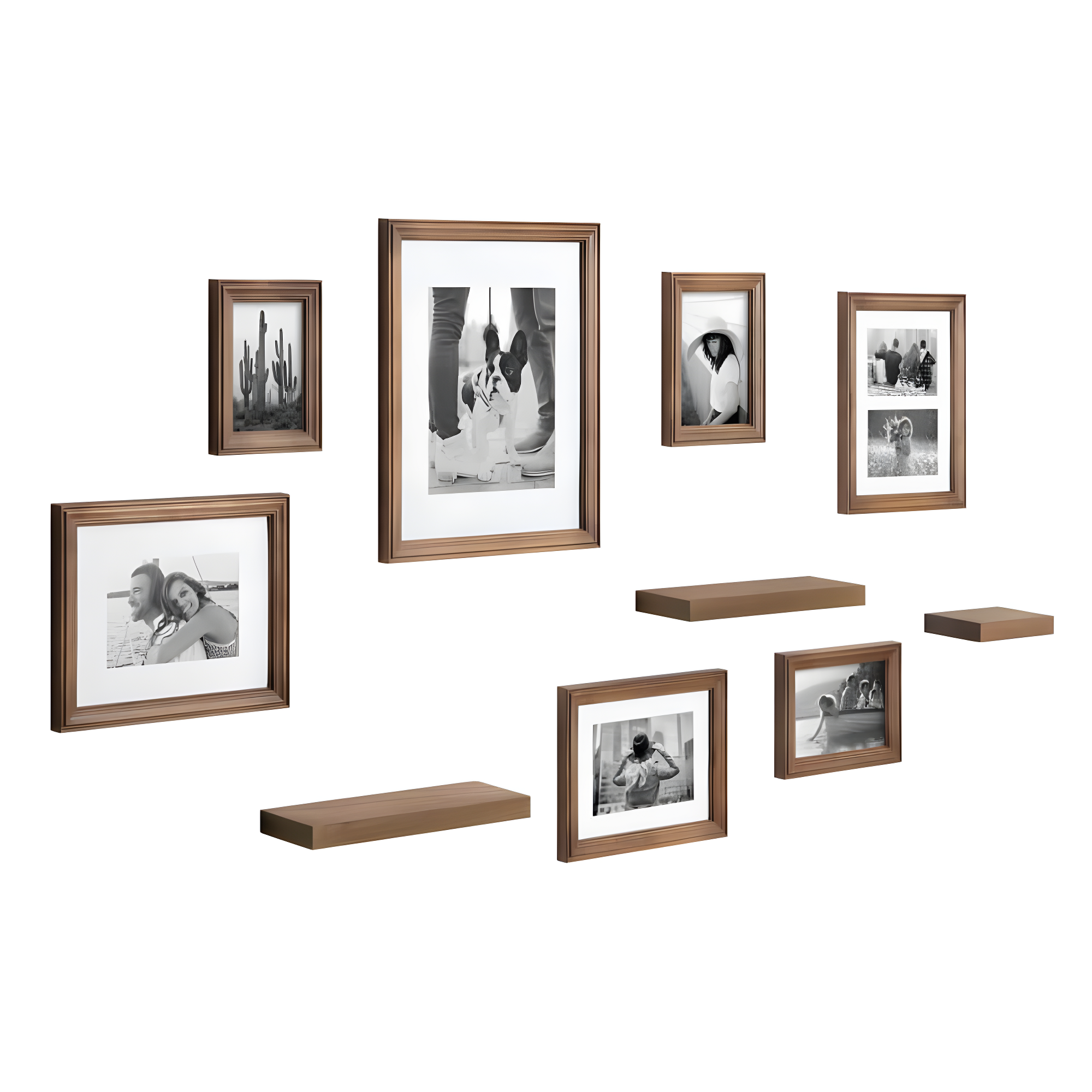 10pc Bordeaux Frame Box Set Natural: Wall Gallery Kit, Wood Shelves, Multi-Size Frames - Kate & Laurel All Things Decor
