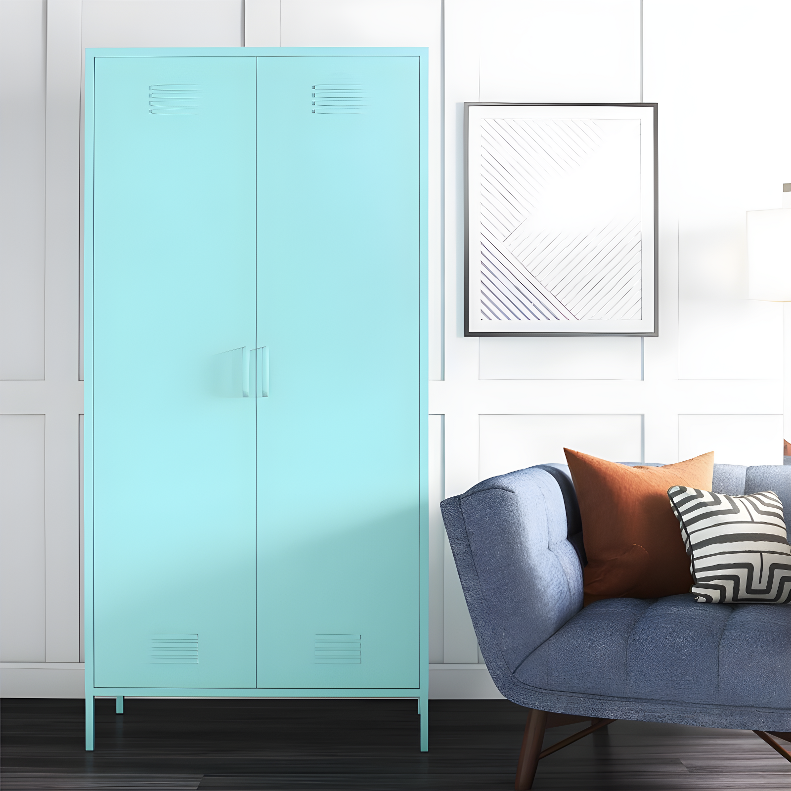 Cache 2 Door Tall Metal Locker Style Storage Cabinet