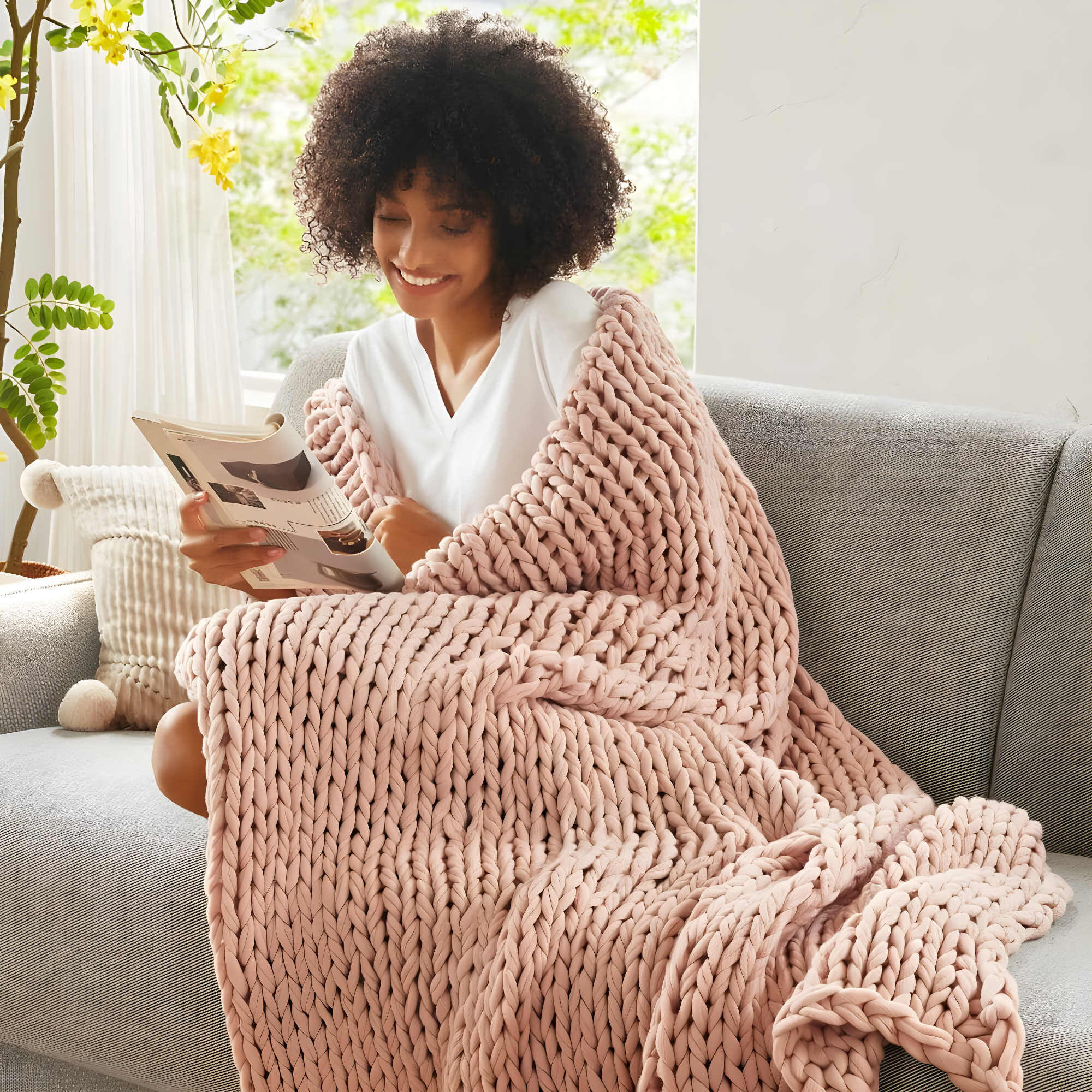 Kelly Clarkson Home Madison Hand Made Chunky Double Knit Throw Blanket