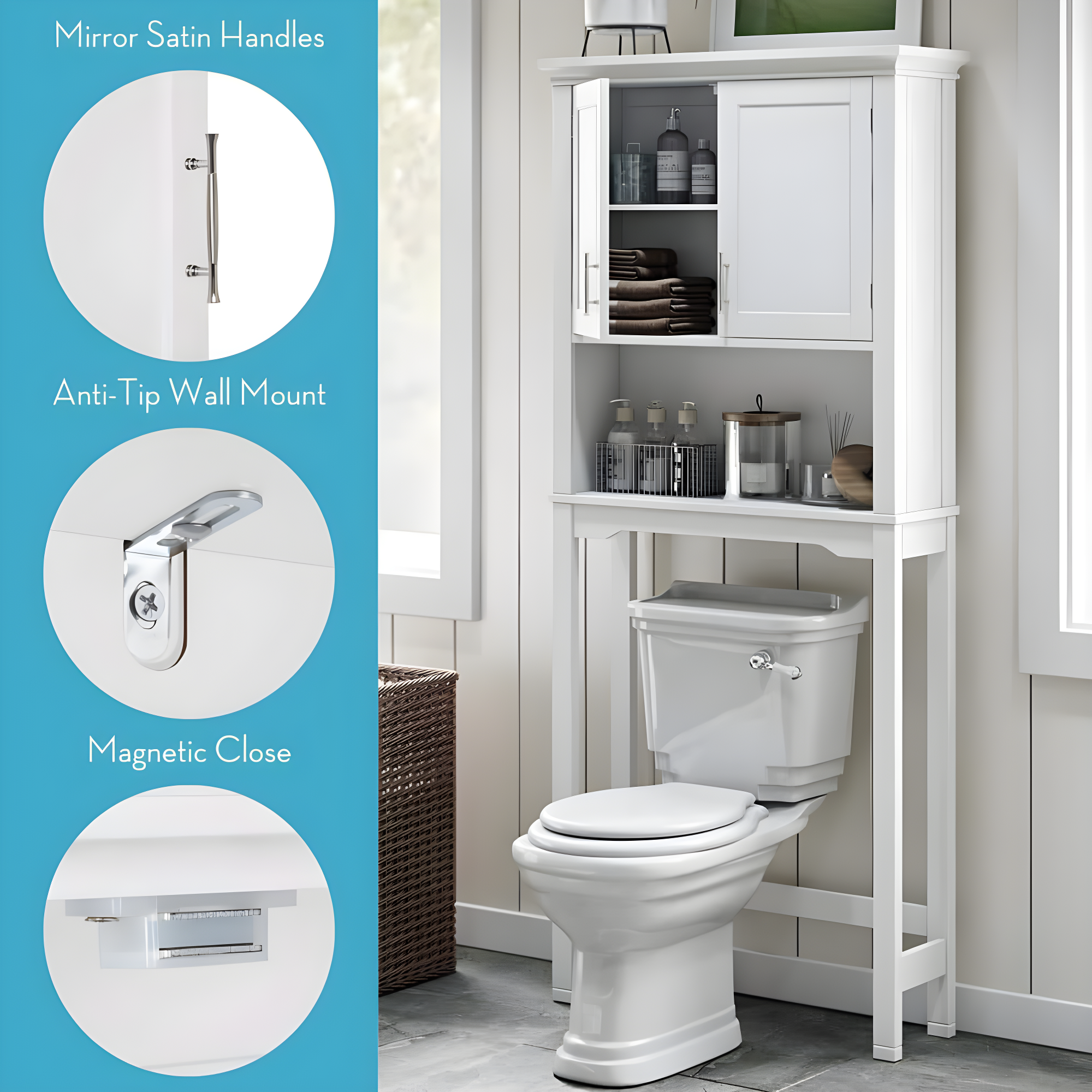 RiverRidge Home RiverRidge Somerset Over the Toilet Bathroom Spacesaver Wall Medicine Storage Cabinet with Adjustable Shelf