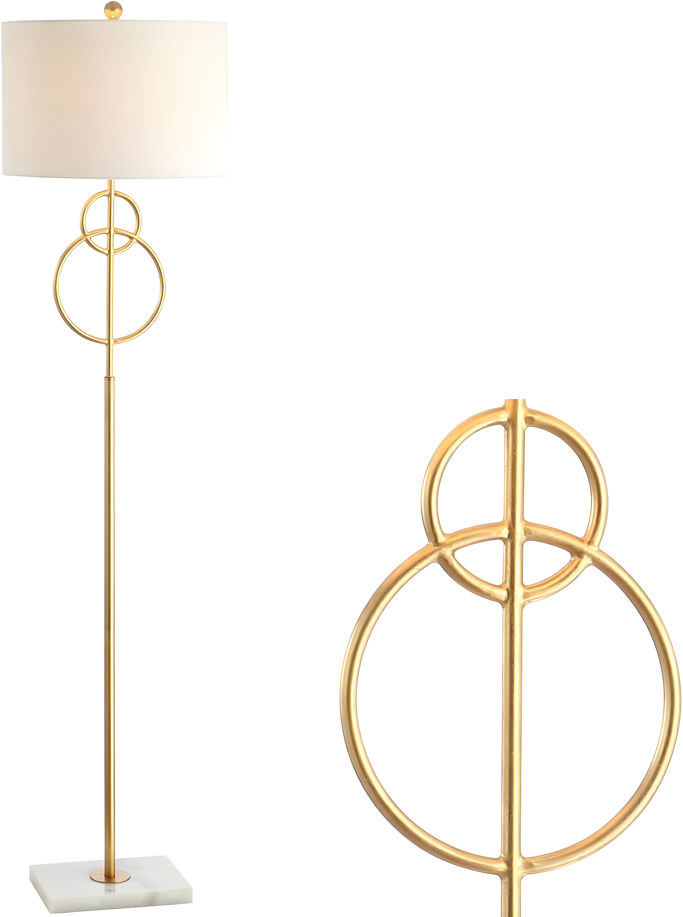 JONATHAN Y JYL1097A Haines 60" Modern Circle Marble/Metal LED Floor Lamp, Classic, Glam, Transitional for living room, dinning room, bedroom, office Bulb Included, Gold