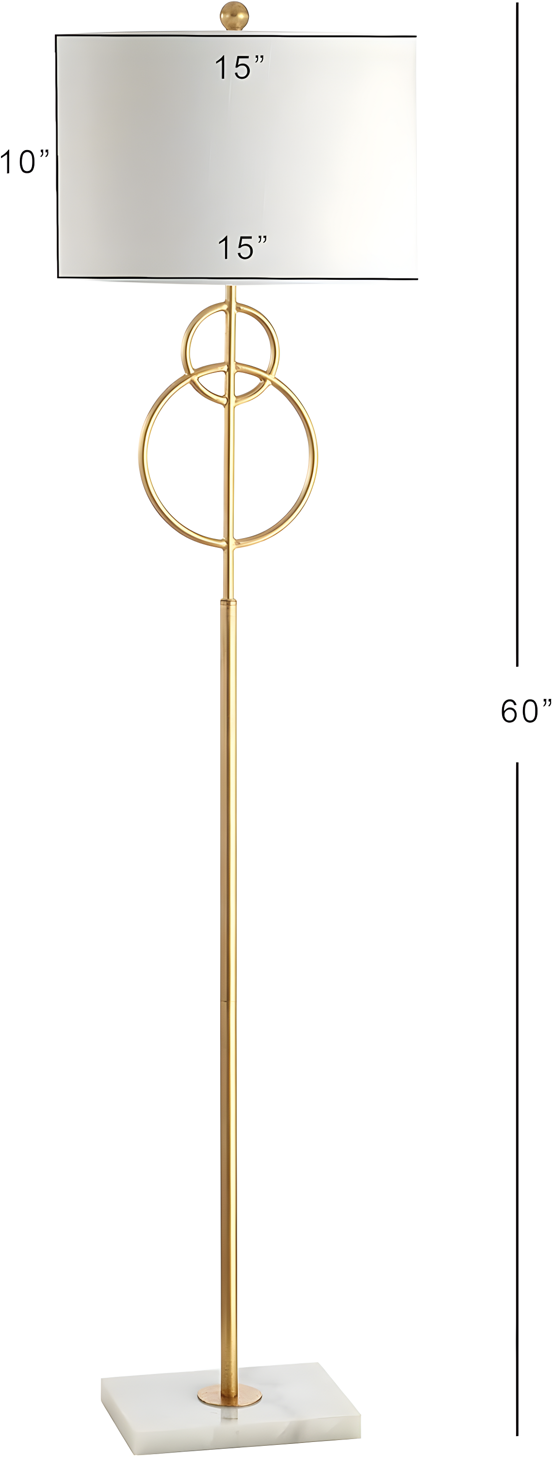 JONATHAN Y JYL1097A Haines 60" Modern Circle Marble/Metal LED Floor Lamp, Classic, Glam, Transitional for living room, dinning room, bedroom, office Bulb Included, Gold