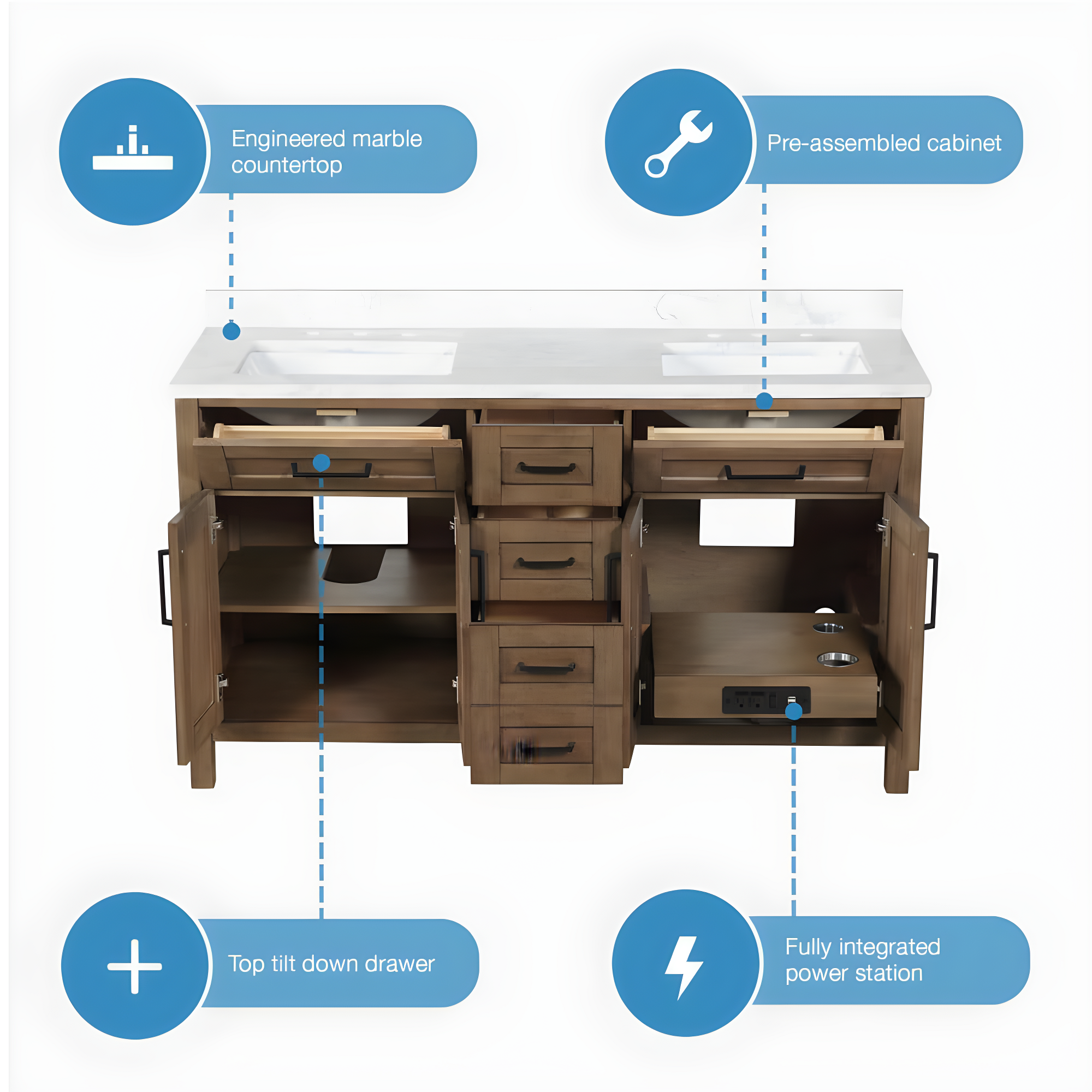 OVE Decors Tahoe 60" Double Bathroom Vanity
