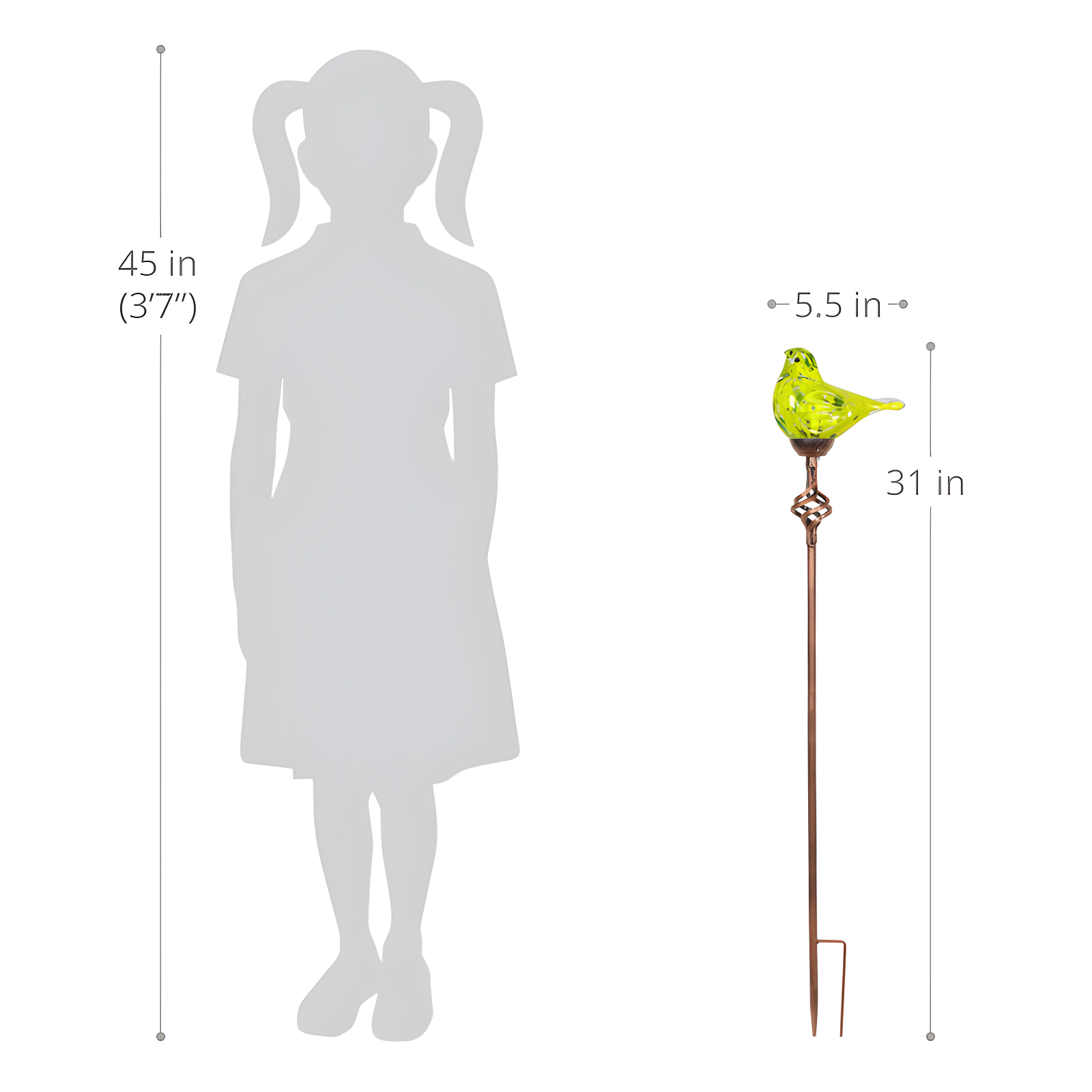 Exhart Exhart Solar Pearlized Hand Blown Glass Bird Garden Stake, 6 by 31 Inches