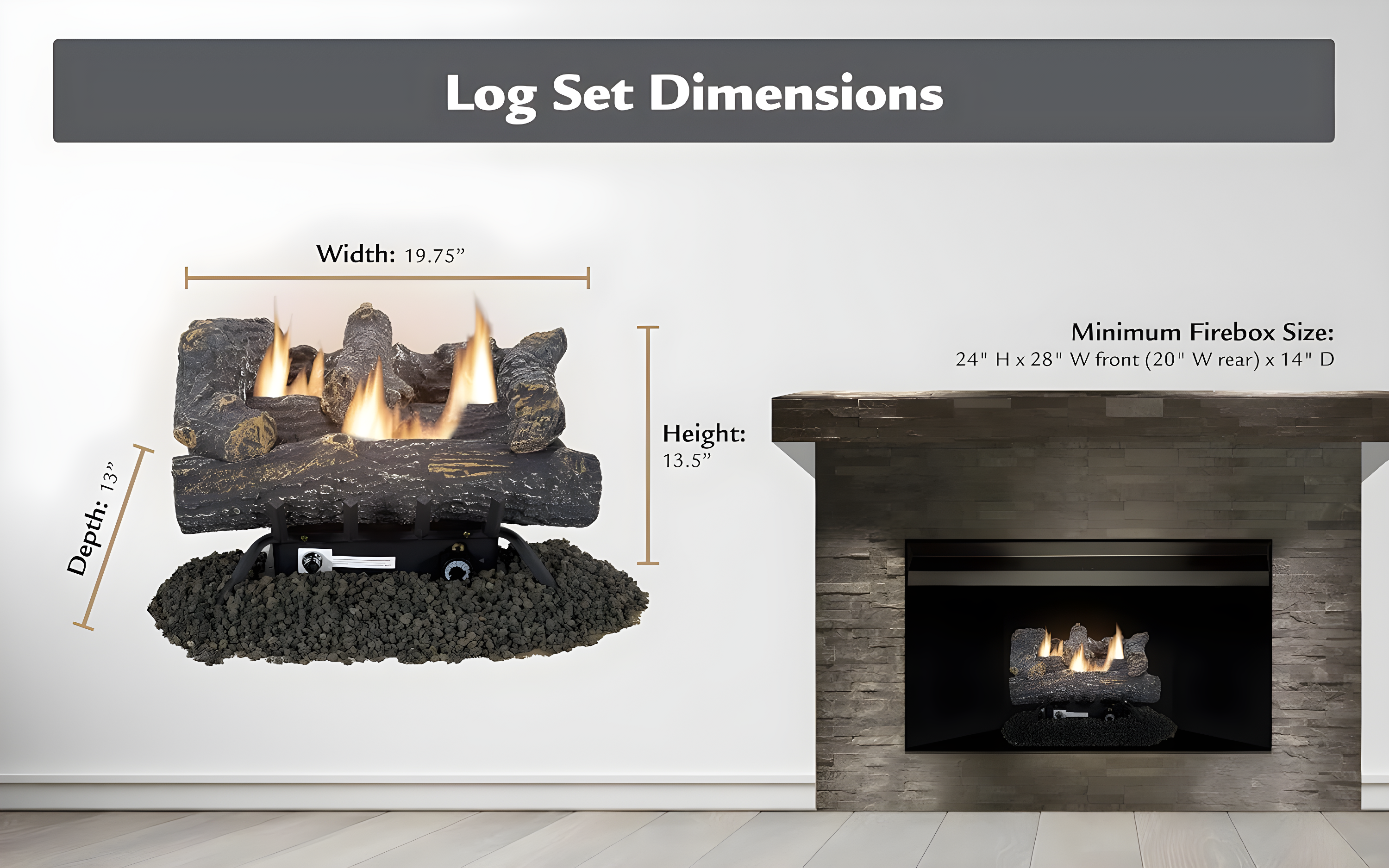 Pleasant Hearth Southern Oak Vent Free Gas Log Set 30,000 BTU's