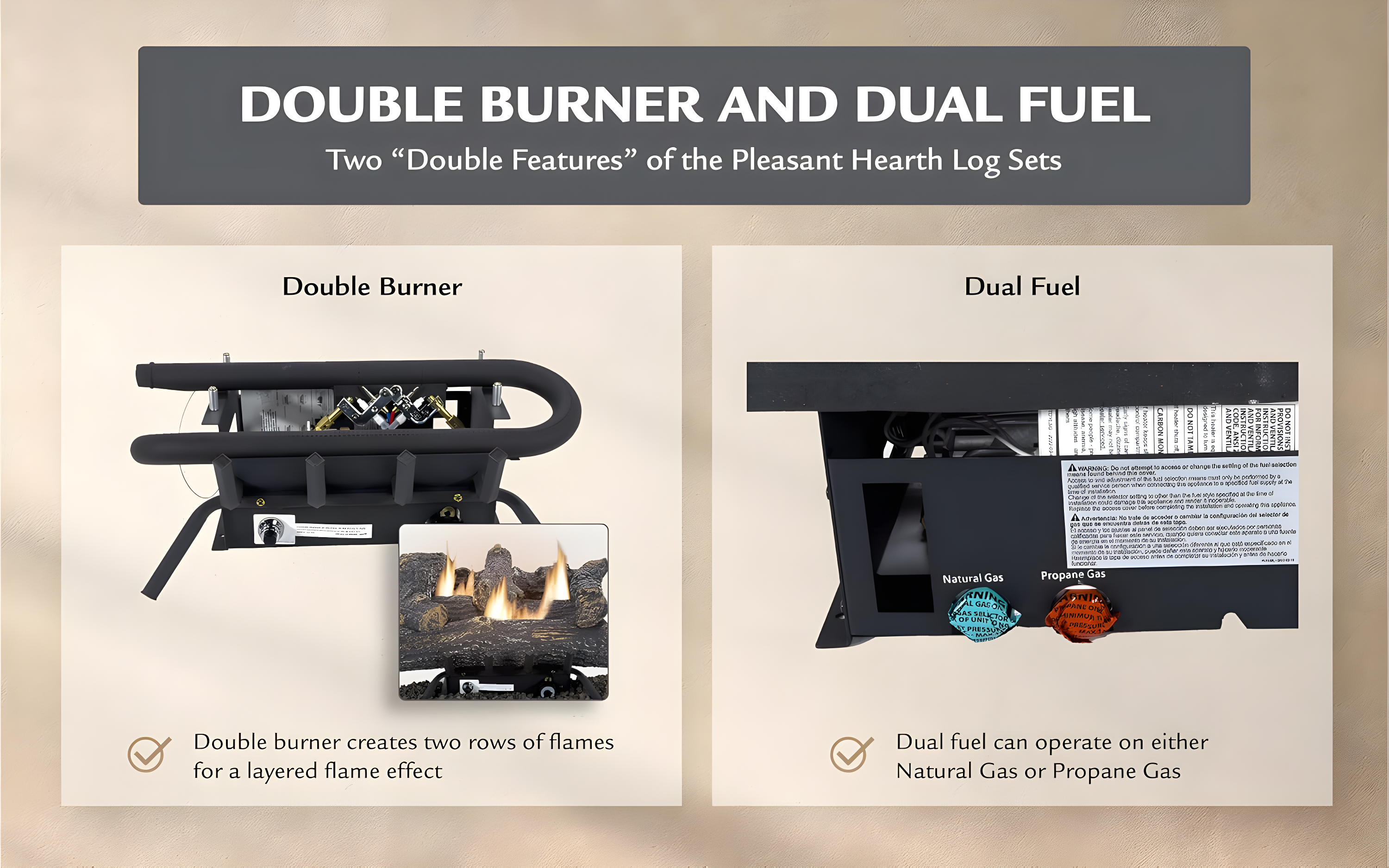 Pleasant Hearth Southern Oak Vent Free Gas Log Set 30,000 BTU's