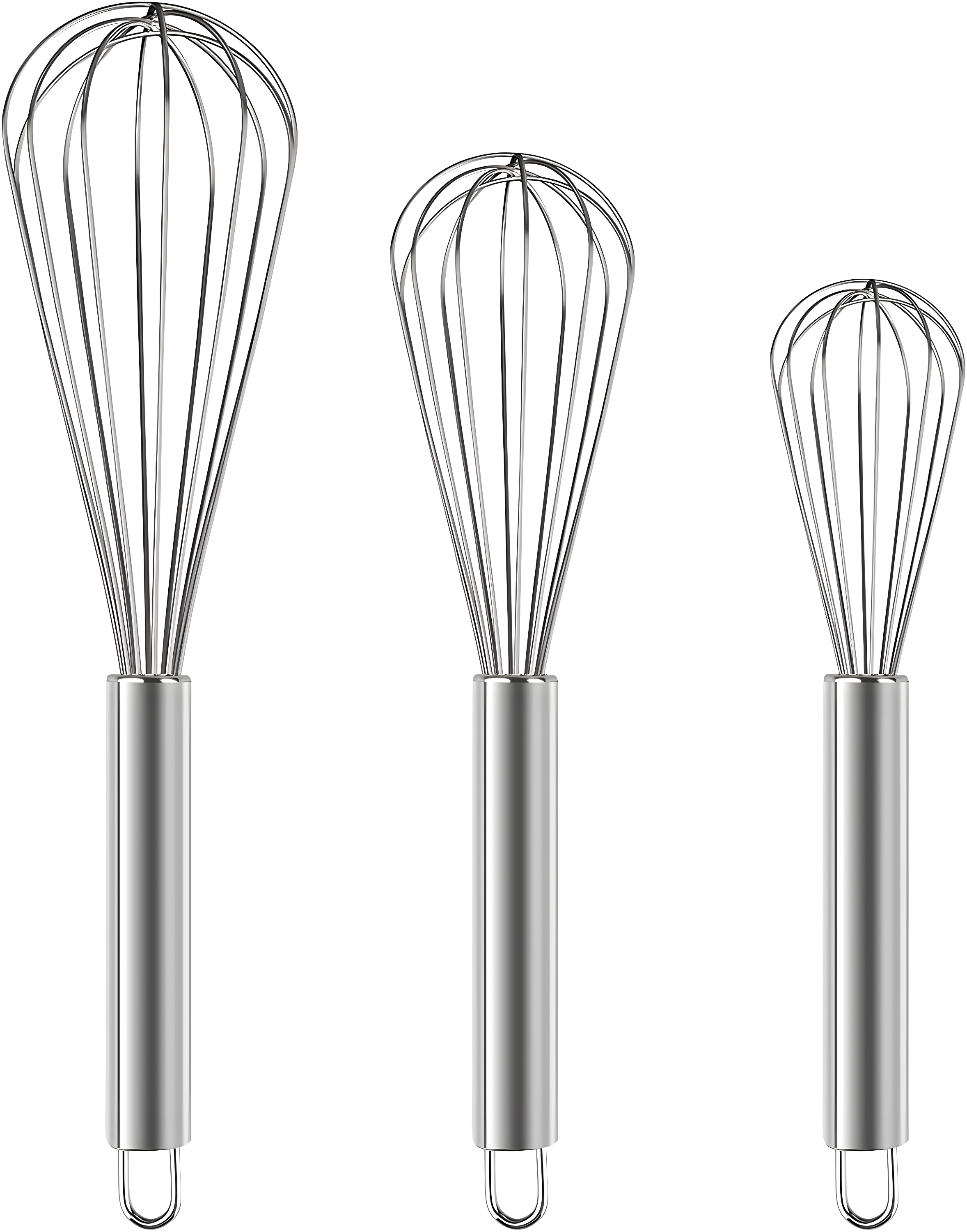 3Pcs 304 Stainless Steel Whisk Set, Professional Balloon Whisks for Kitchen Cooking, Perfect For Blending, Whisking, Baking, Beating, (8" +10"+ 12")