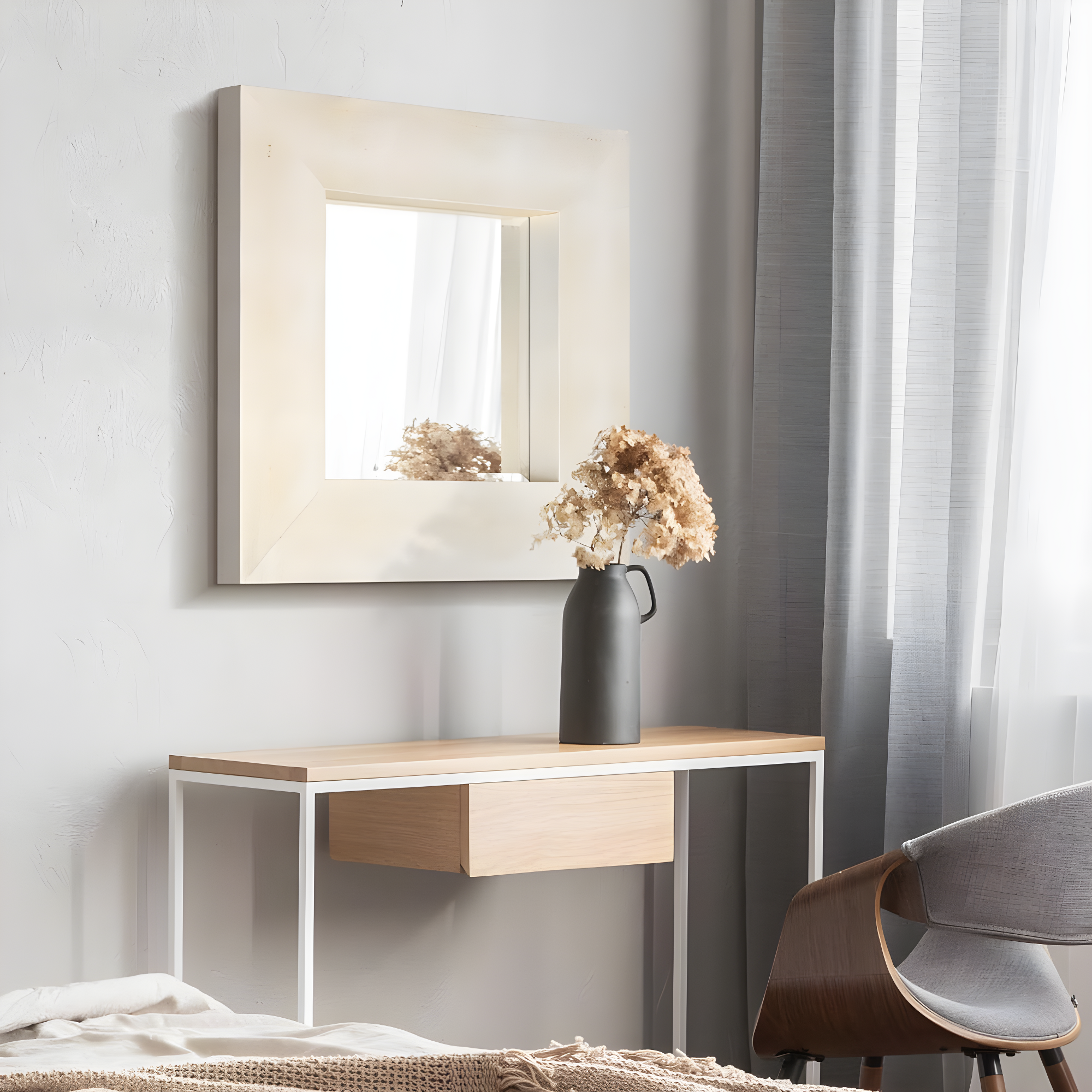 Empire Art Direct Square Leather Mirror