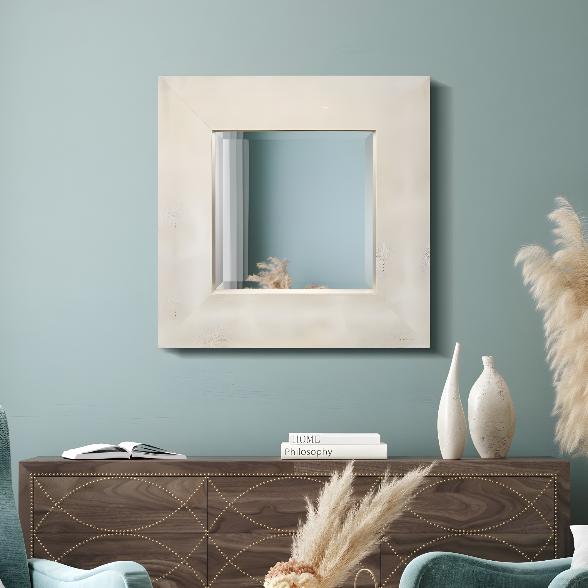 Empire Art Direct Square Leather Mirror