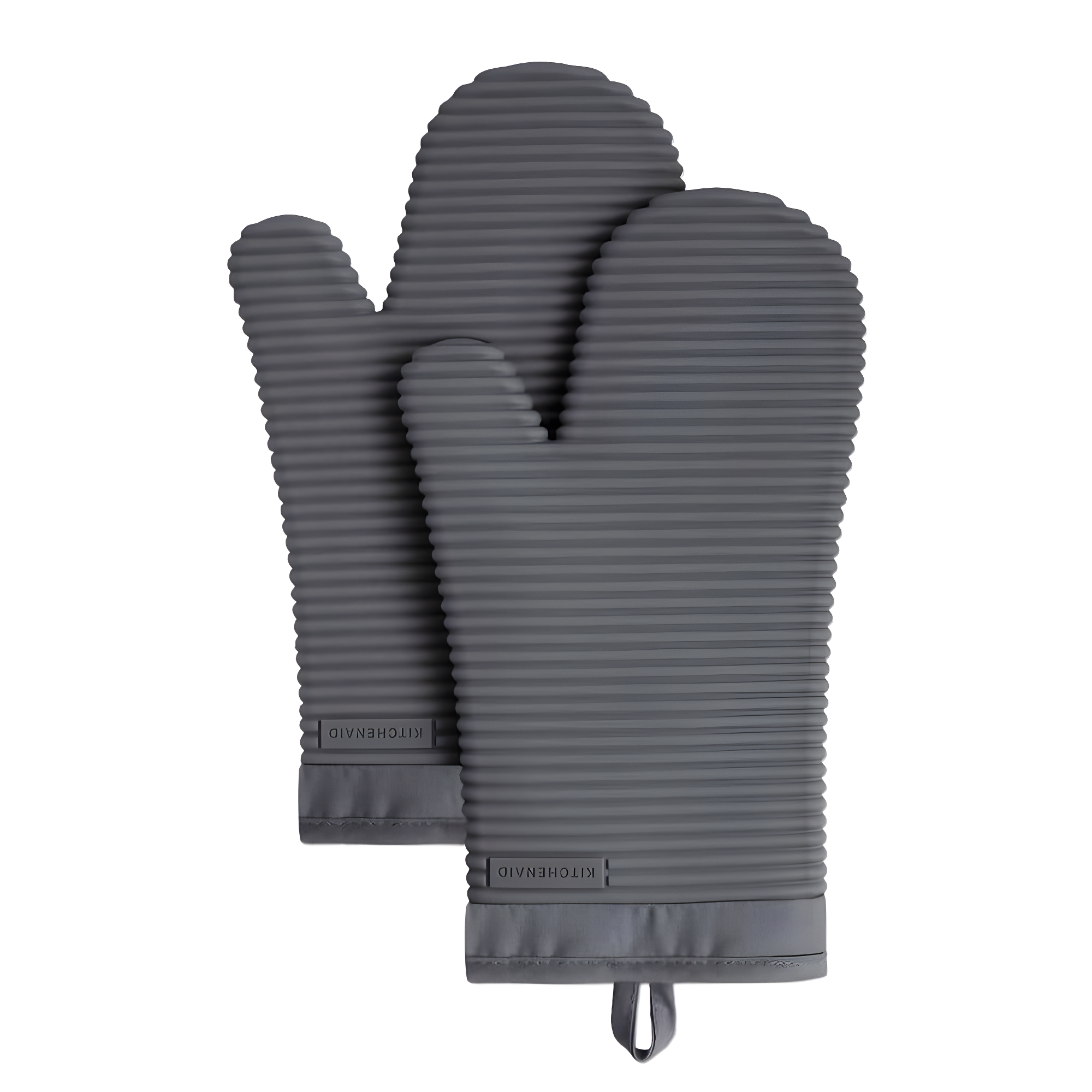 KitchenAid Charcoal Ribbed Soft Silicone Oven Mitts, Set of 2