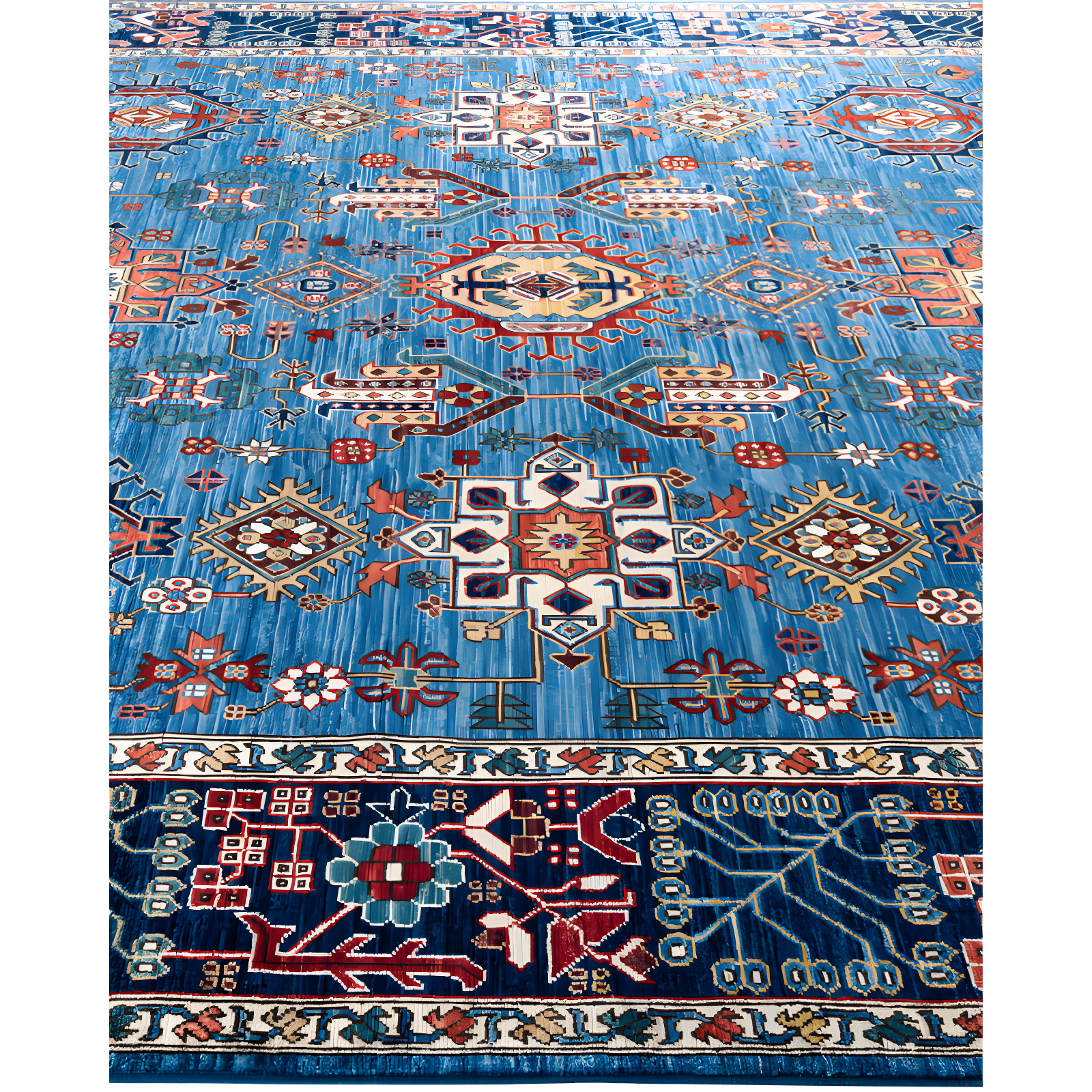 Solo Rugs One-of-a-Kind Rectangle 8' X 10'3" Wool Area Rug Light Blue/Red/Brown/Navy