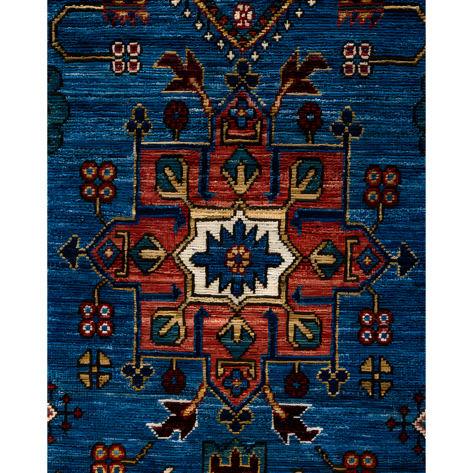 Solo Rugs One-of-a-Kind Rectangle 8' X 10'3" Wool Area Rug Light Blue/Red/Brown/Navy