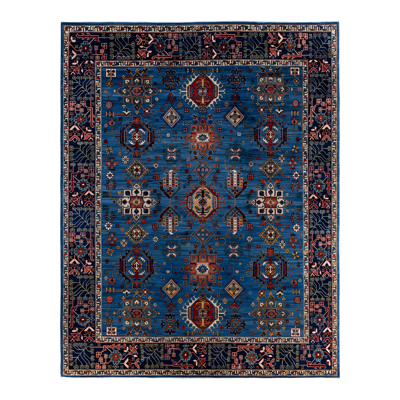 Solo Rugs One-of-a-Kind Rectangle 8' X 10'3" Wool Area Rug Light Blue/Red/Brown/Navy