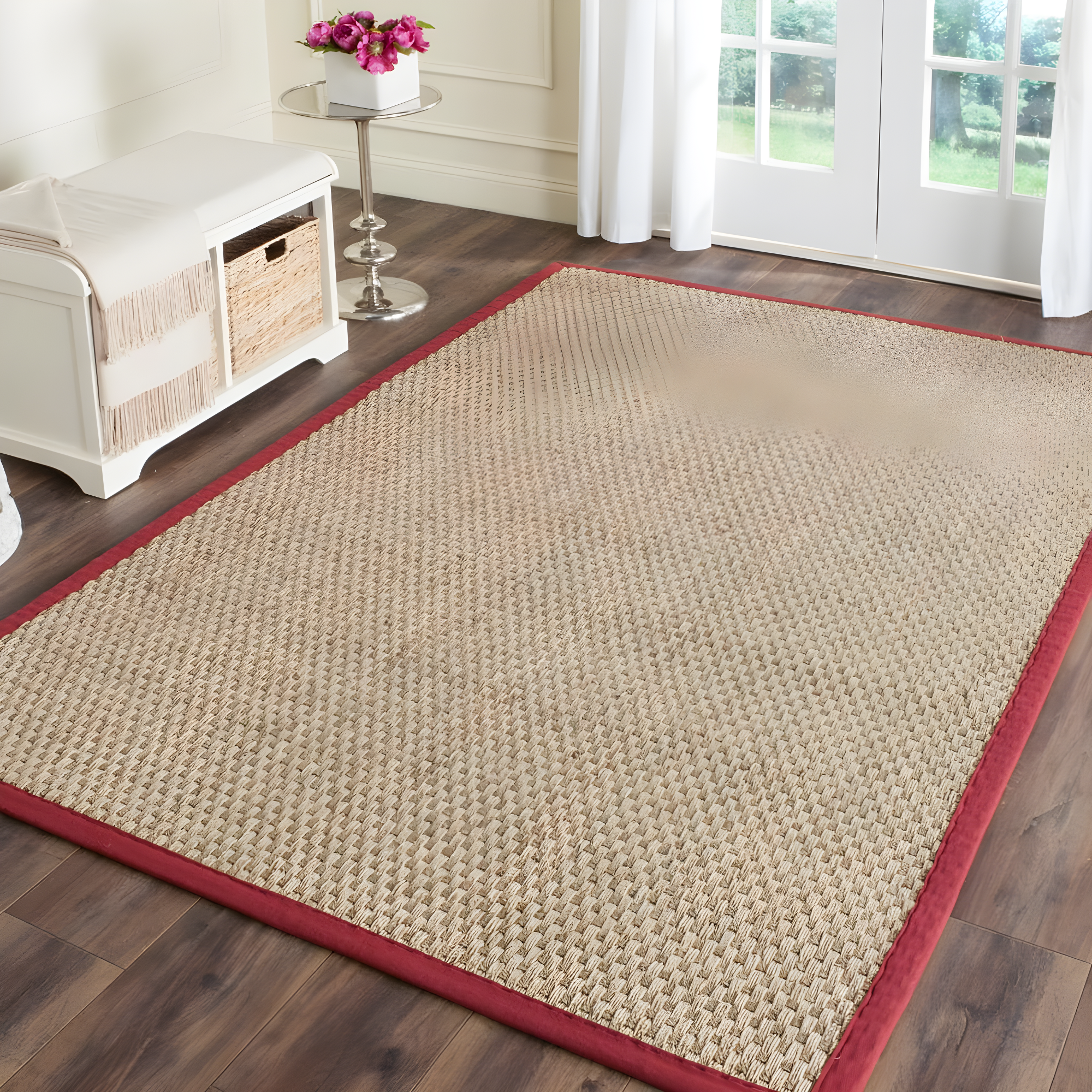 Natural Fiber NF114 Power Loomed Indoor Area Rug - Natural/Red - 4'x6' - Safavieh.