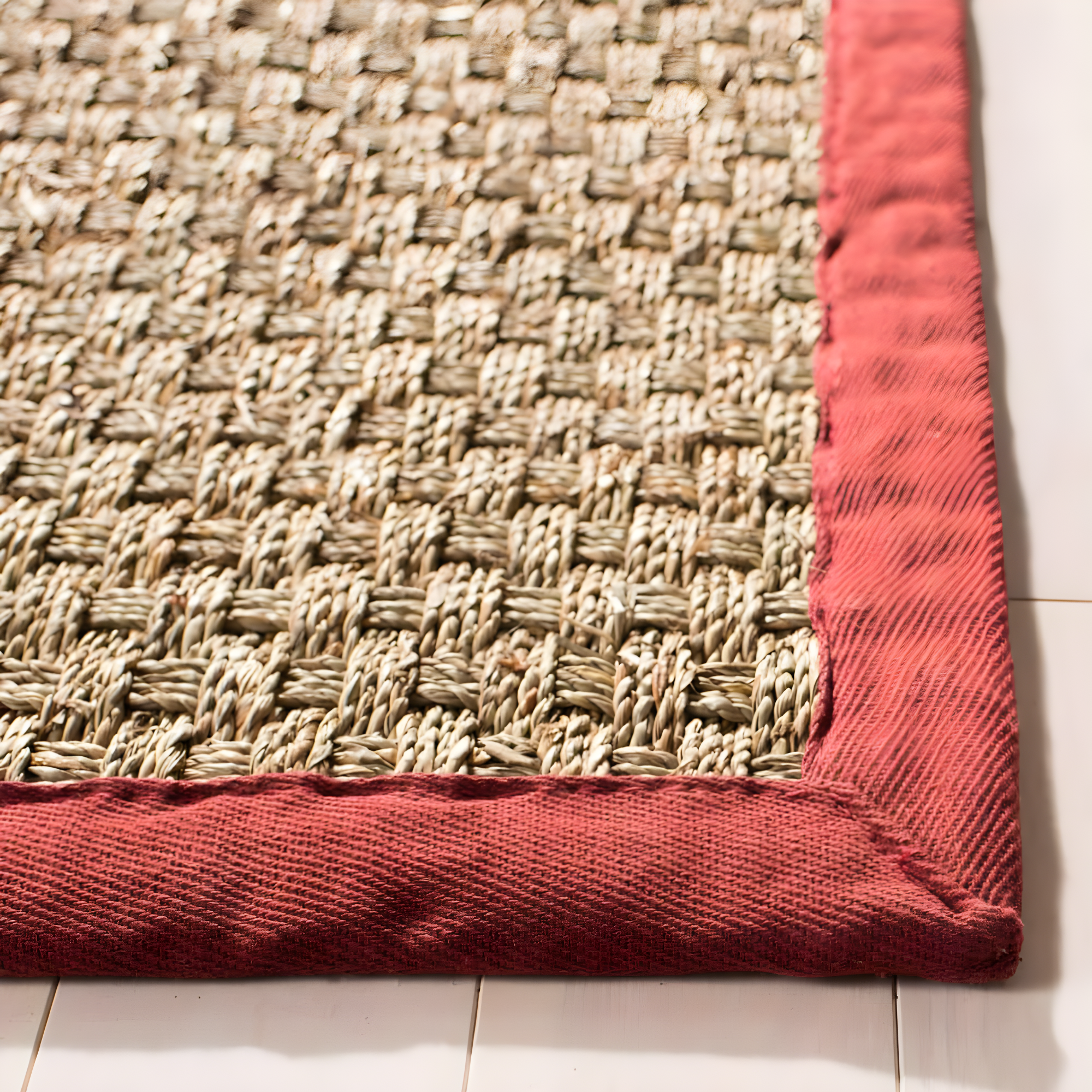 Natural Fiber NF114 Power Loomed Indoor Area Rug - Natural/Red - 4'x6' - Safavieh.