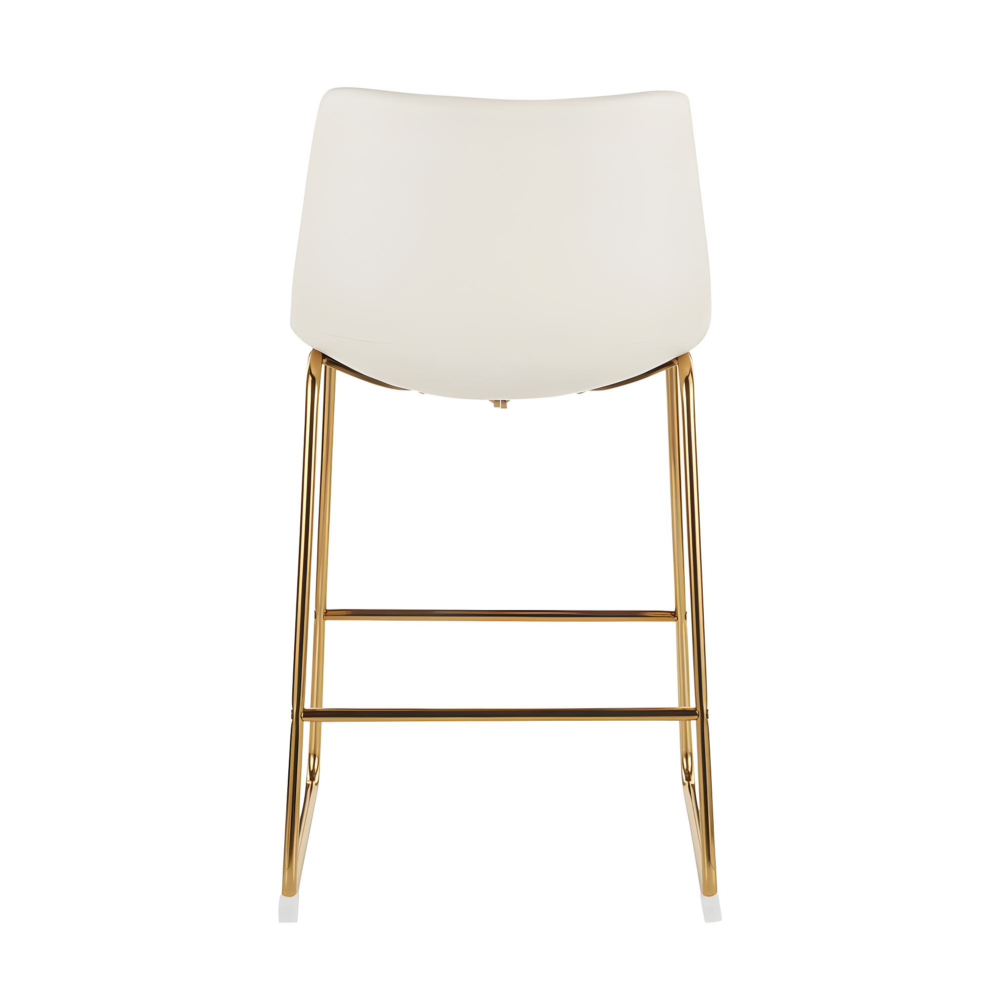 LumiSource Gold Metal, White PU Duke Counter Stool - Set of 2